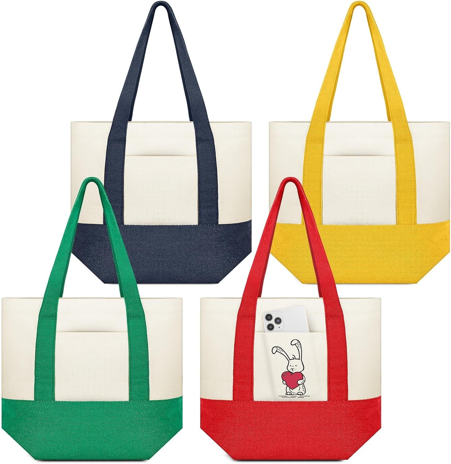 Mini Canvas Tote Bag with External Pocket – Foldable & Reusable – DIY Crafts
