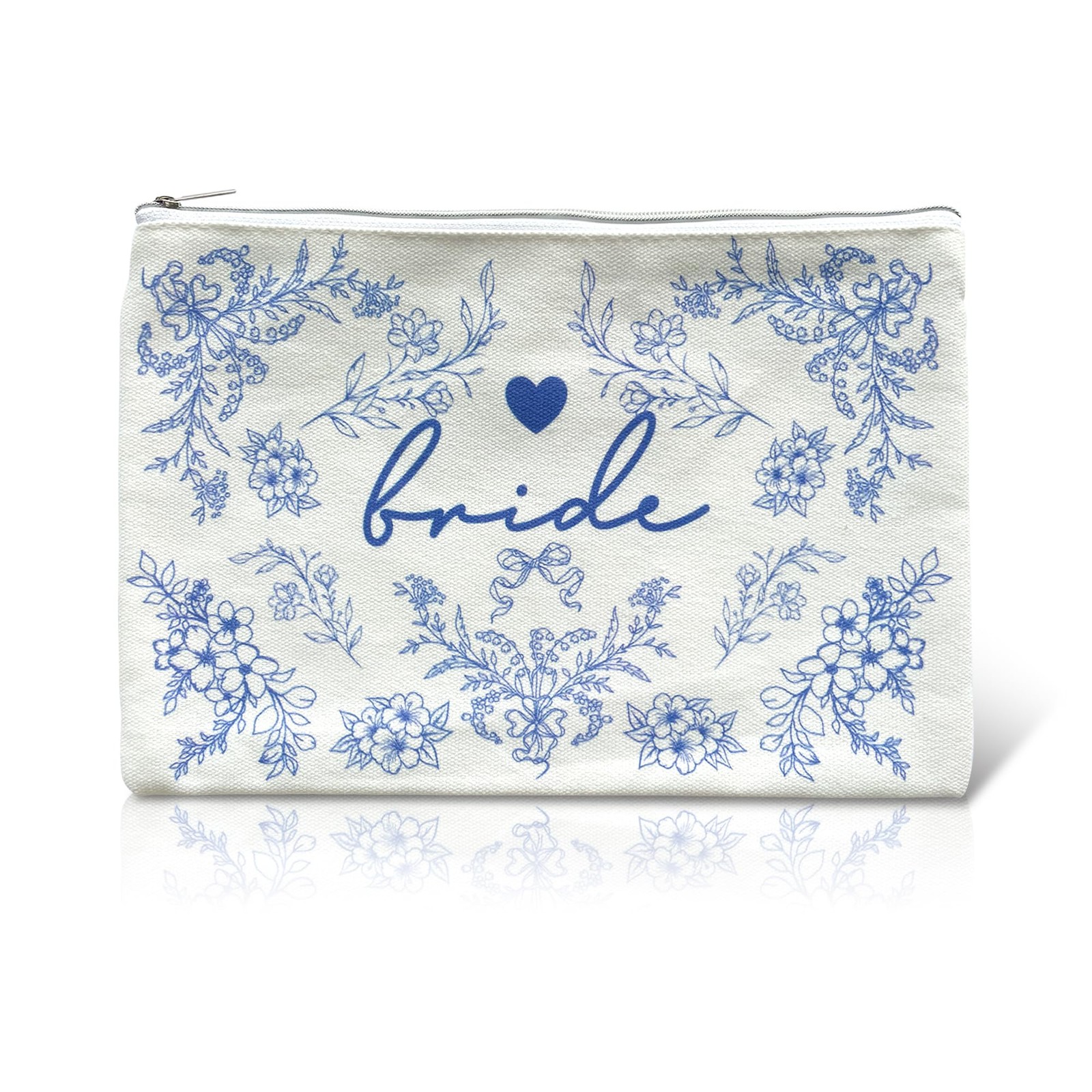 LADY&HOME Bride Makeup Bag Blue for Bridal Shower Wedding blue