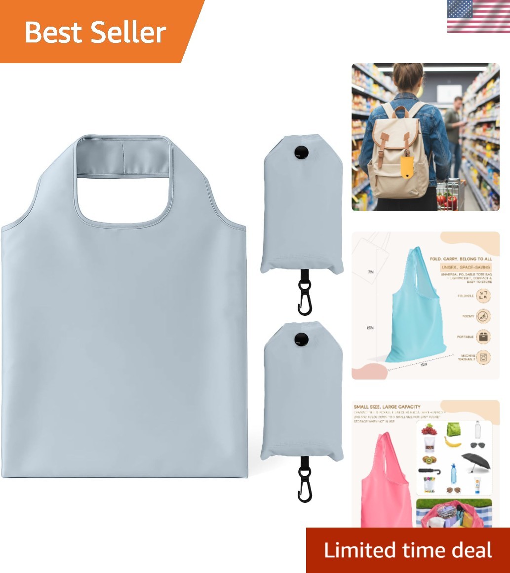 Waterproof Reusable Grocery Tote – 2 Pack Foldable Nylon Bags for Daily Use