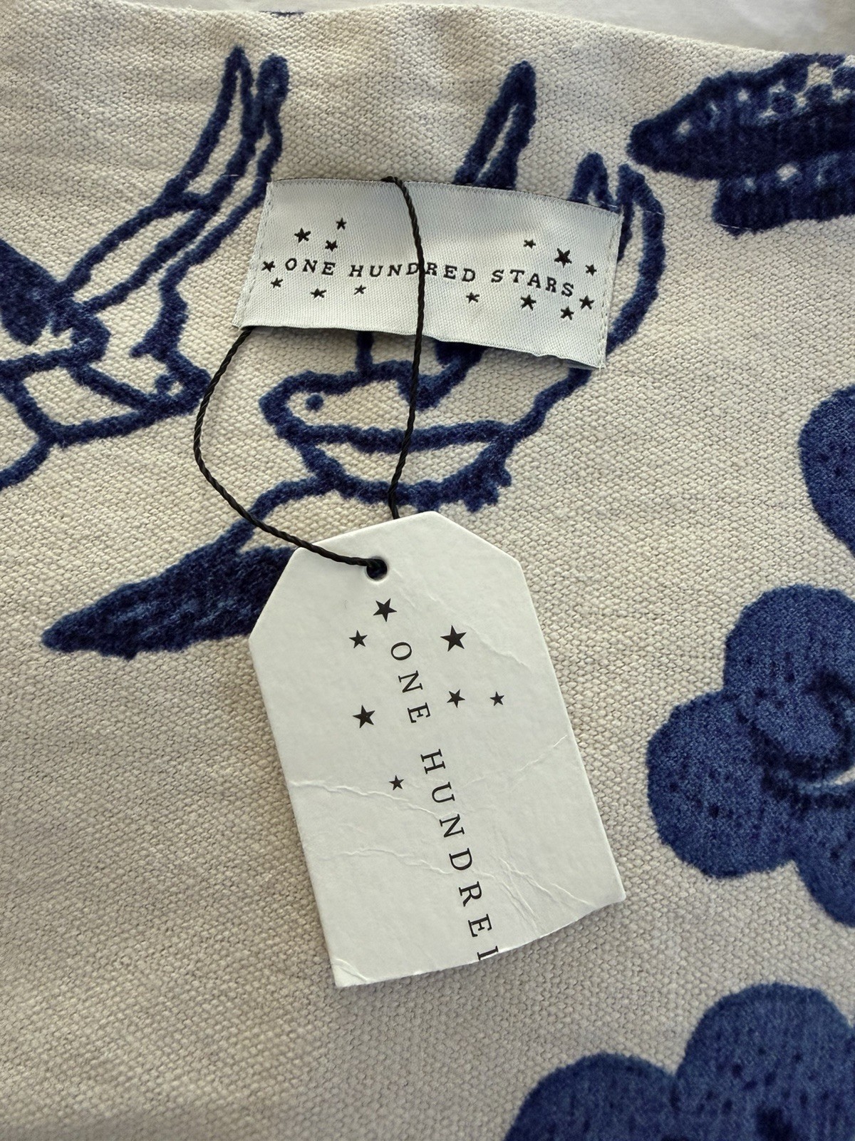 One Hundred Stars Blue & White Willow Pattern 100% Cotton Canvas Tote Bag NWT