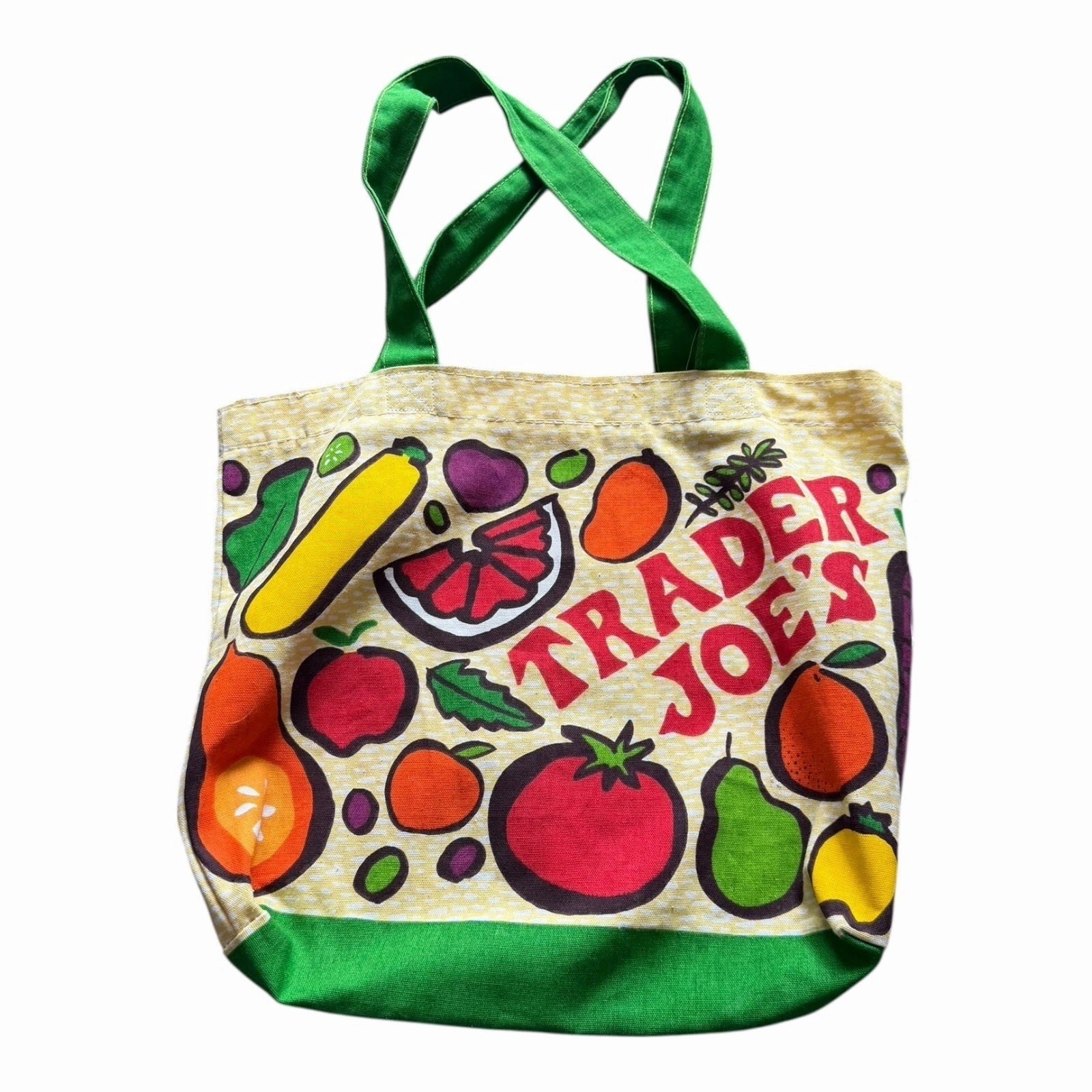 Trader Joe’s Vintage Produce Cotton Canvas Tote Bag Pop Art Fruit Vegetable
