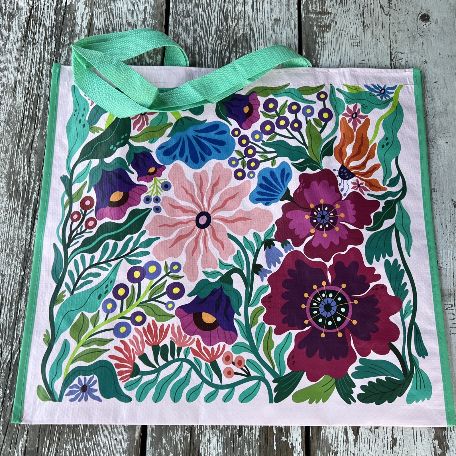 REUSABLE SHOPPING TRAVEL TOTE BAG FLORAL🦋 ECO FRIENDLY TJX NEW