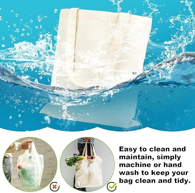 Canvas Tote Bag 4 Pack Reusable Cotton Shopping Bags Blank DIY Craft Tote Market