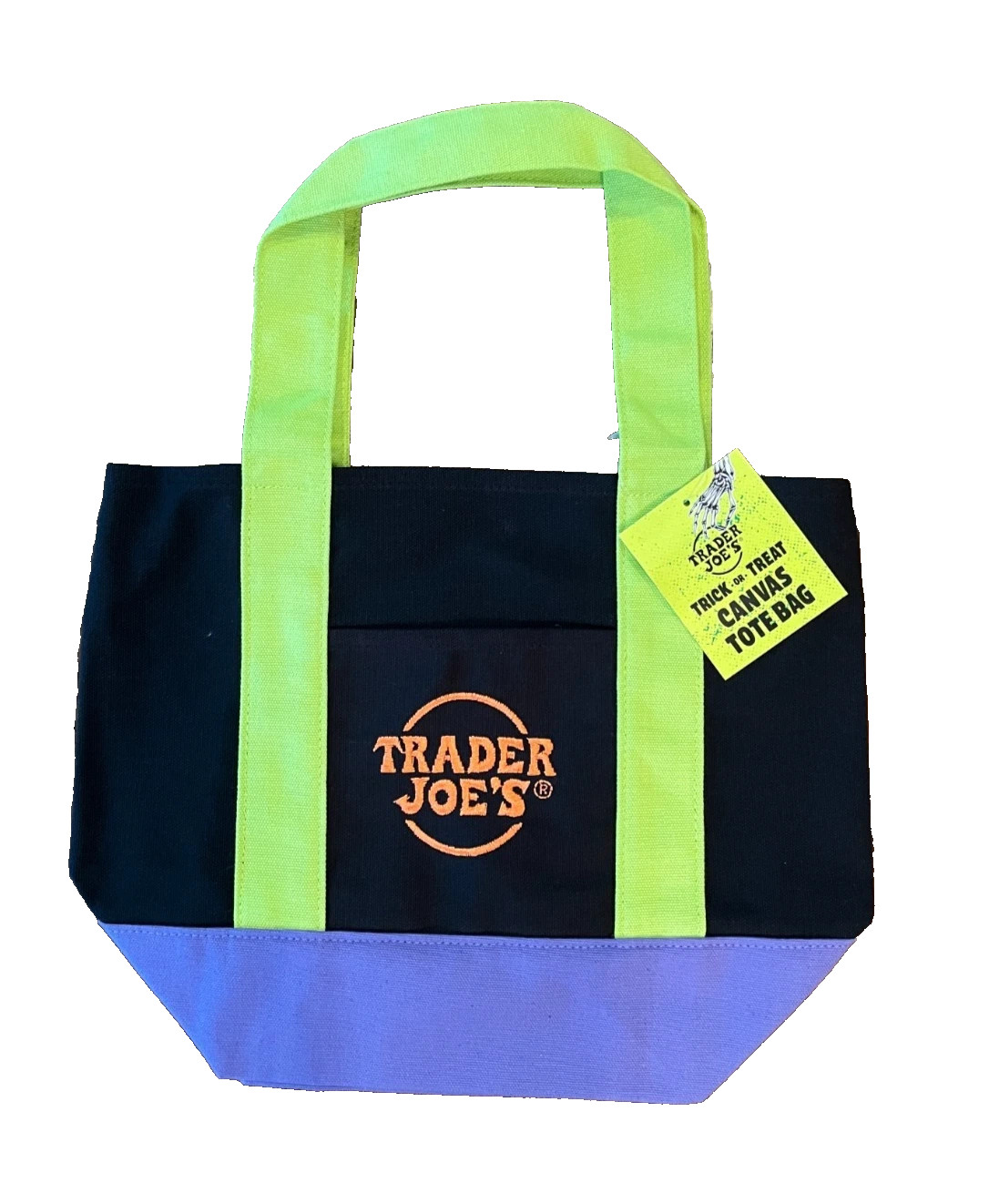 Trader Joe’s Set of 4 (Orange, Black, Purple, Lime)) Mini Canvas Tote Bags NWT
