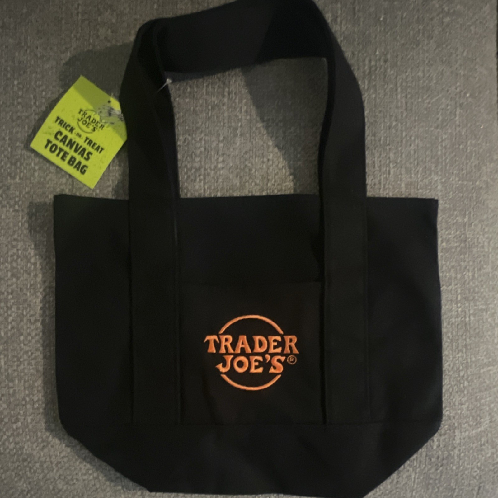 Trader Joe’s Trick-or-Treat Foldable Canvas Tote Bag Black Cotton Polyester
