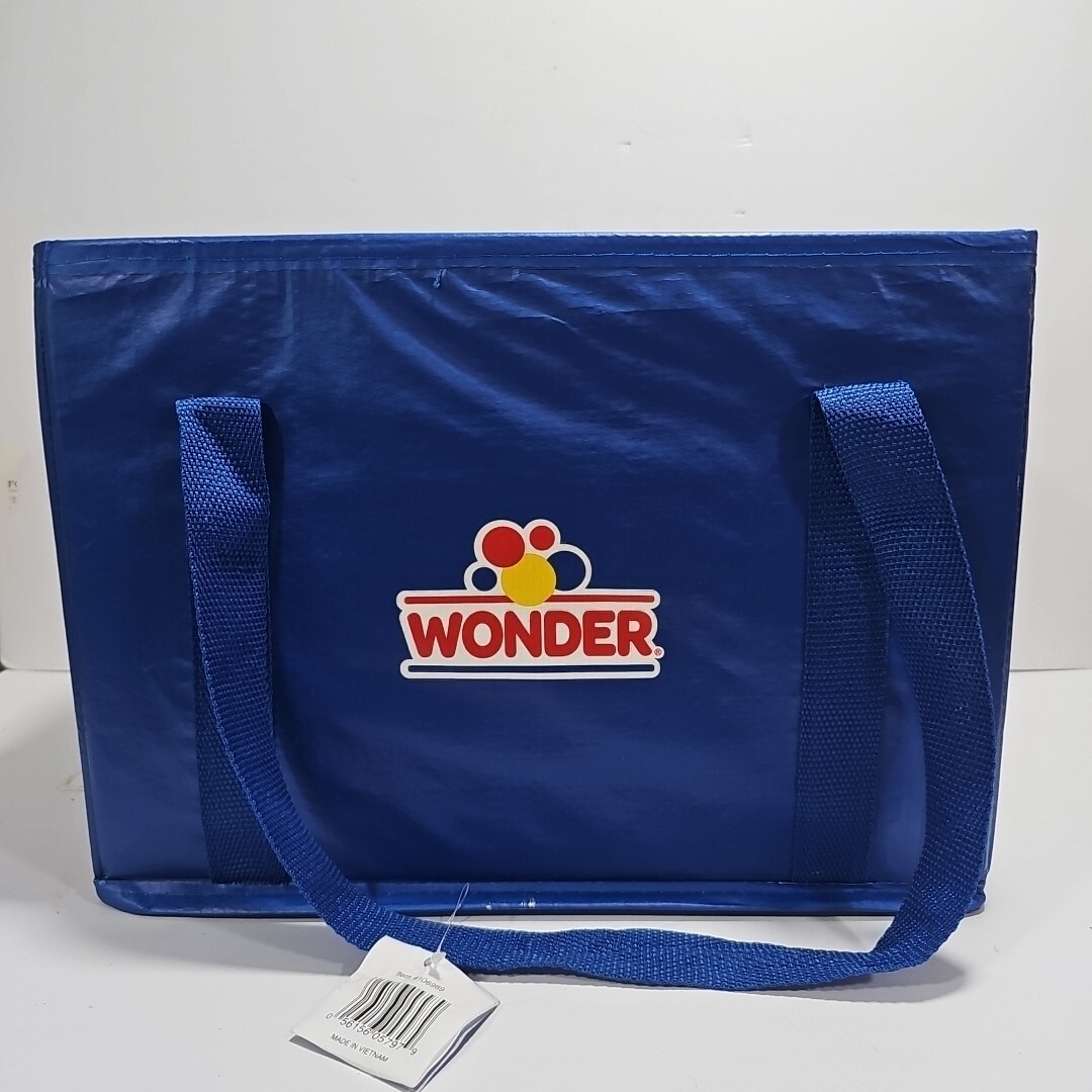 Wonder Bread Logo Collapsible Tote Reusable Shopping Bag Blue Plasticized