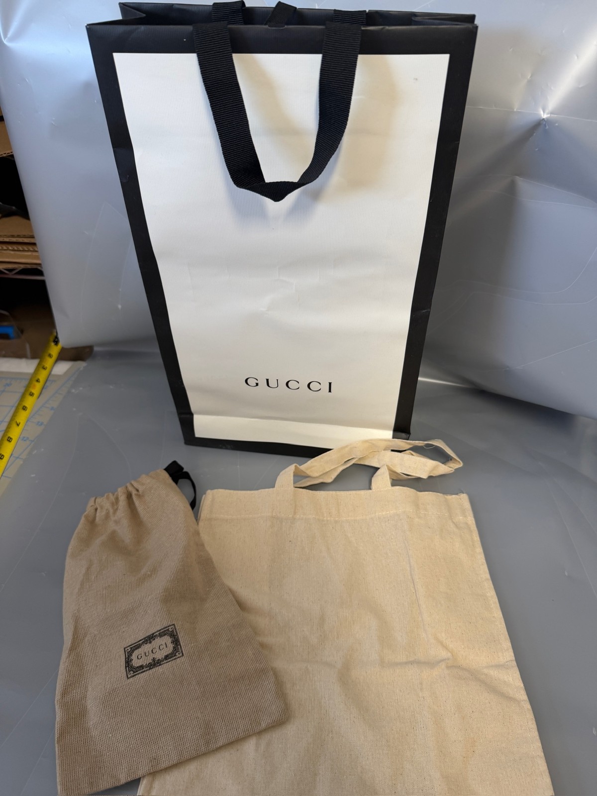 Gucci Shopping Bag Tote Dust Bag Lot 3 Authentic Gucci 100