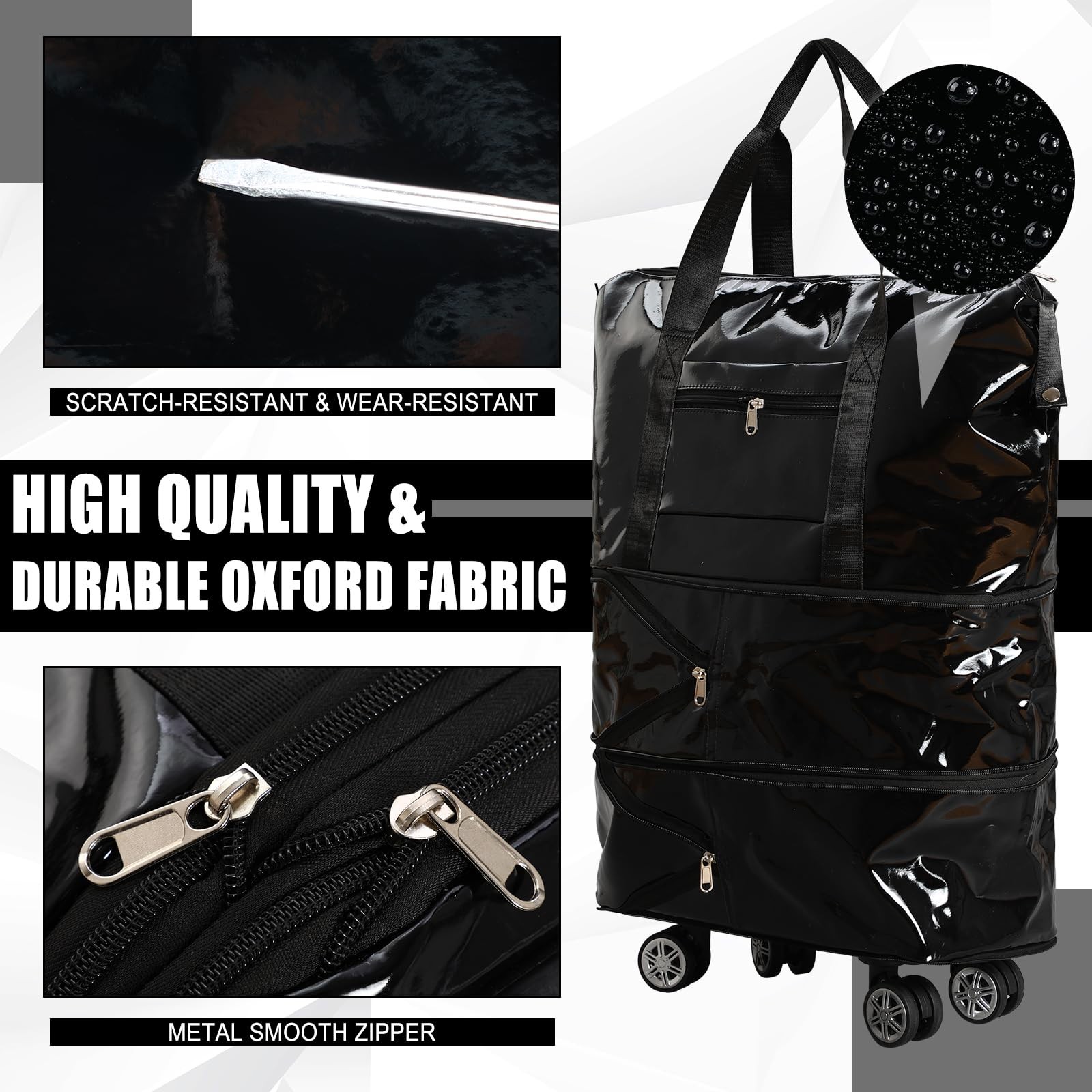 Reusable Grocery Bag on Wheels Shopping Bag with Detachable Swivel Wheels Wat…