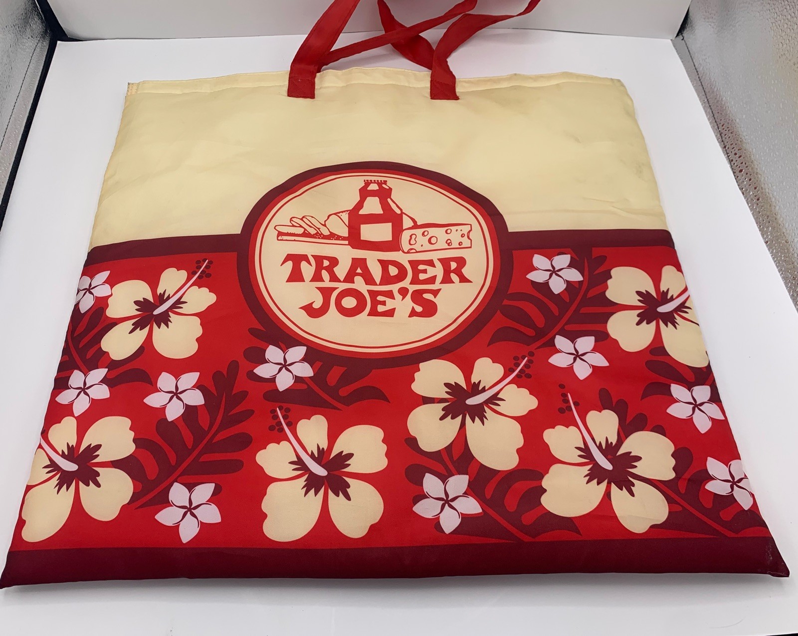 VTG TRADER JOE’S Hawaiian Hibiscus Tote Bag Insulated Reusable Tropical Shopper