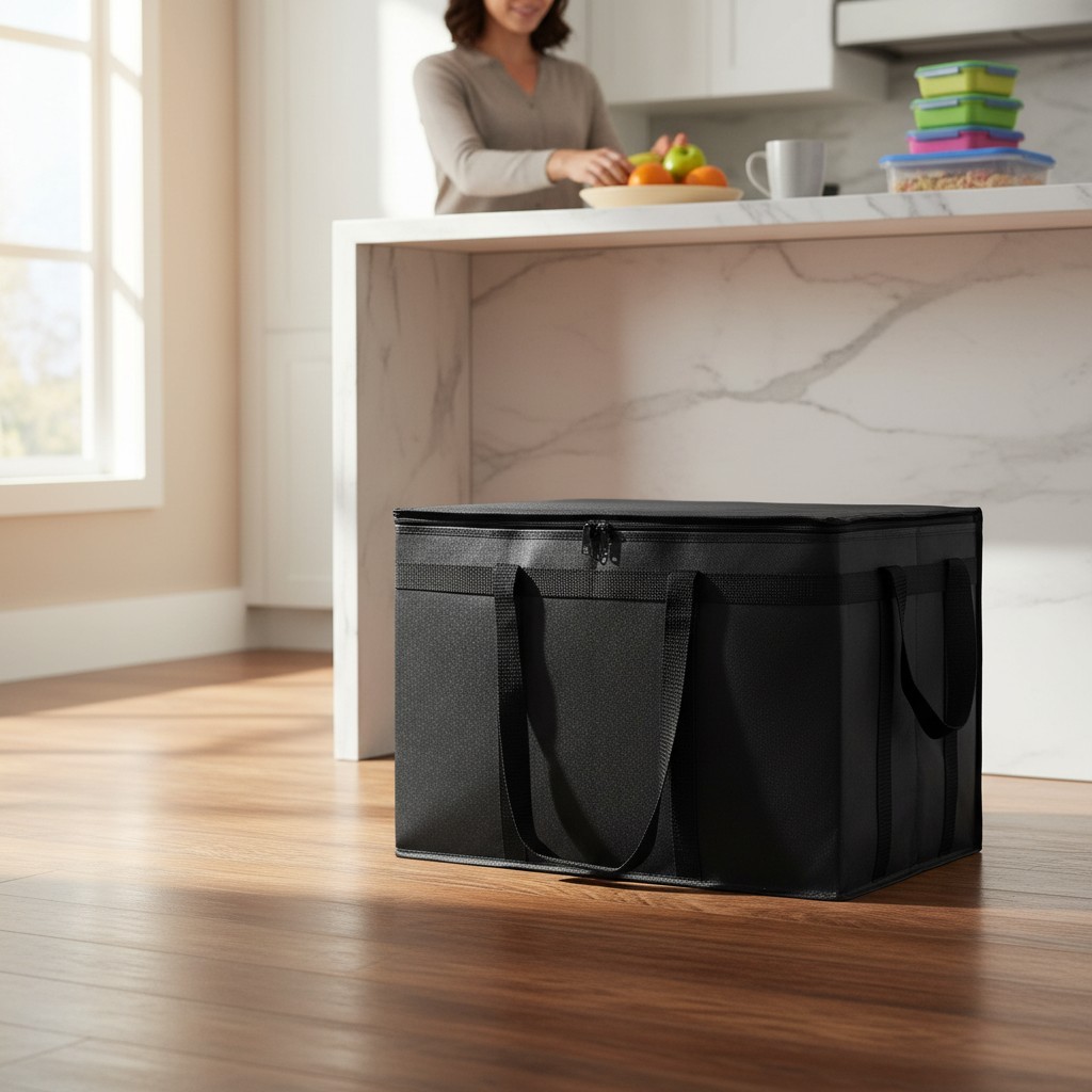 XXXL Insulated Grocery Cooler Tote Bag 22X14X13, Black, 1-Pack