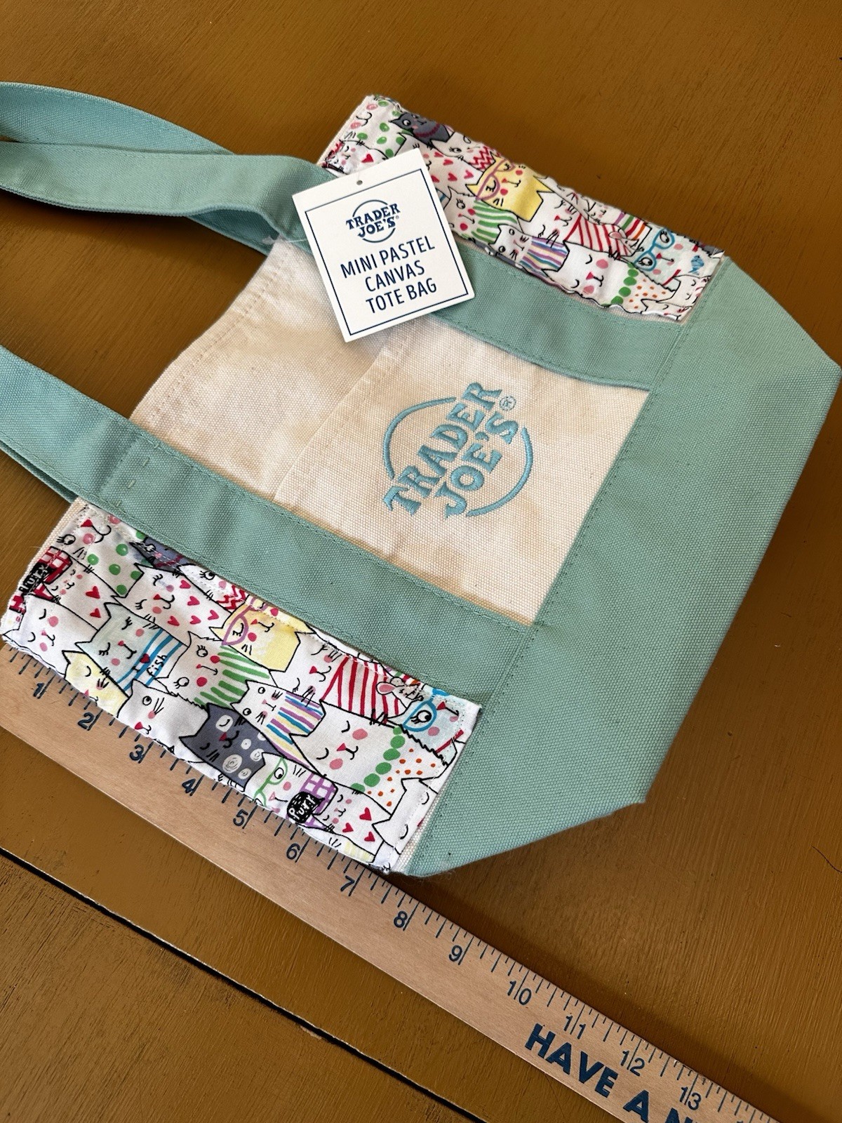 Trader Joe’s Mini Tote Customized Hearty Cats w/Confetti Lining& Pocket& Cushion