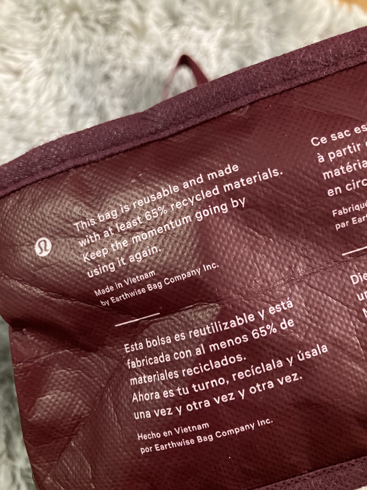 Lululemon Reusable Bag Burgundy Maroon Snap Closure