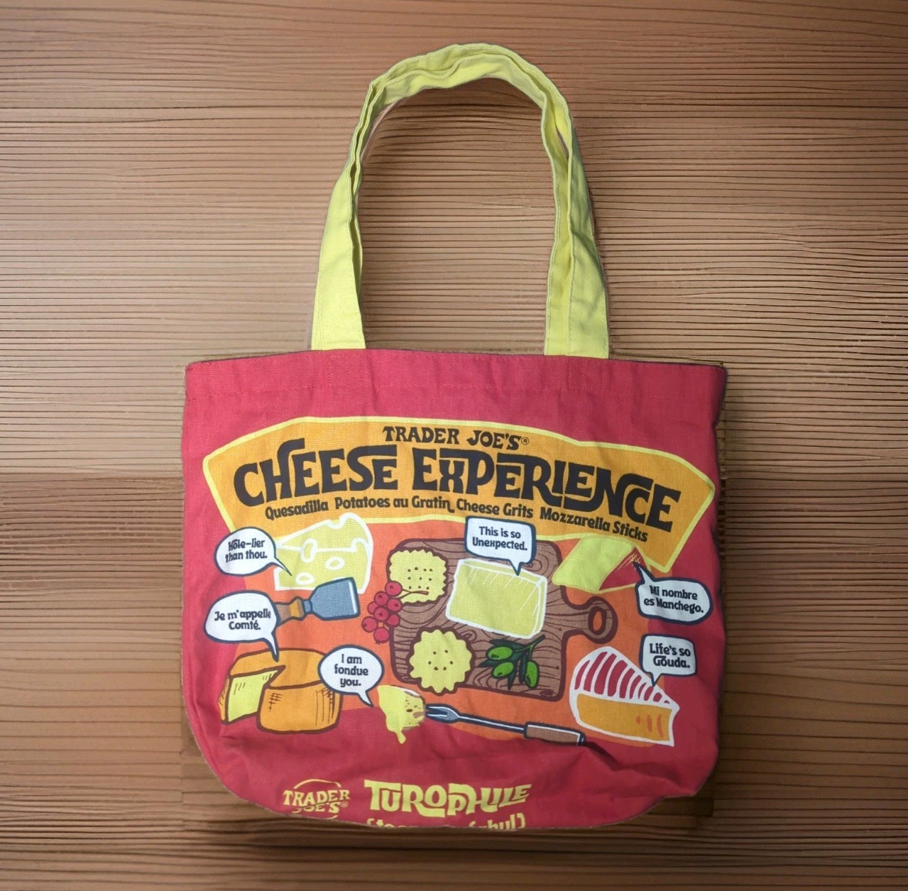 Trader Joes Blue Sardines Cheese Adventure Waffle Noun Reusable Canvas Tote Bag