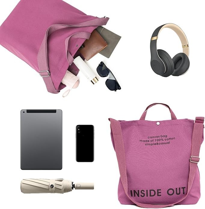 Large Canvas Tote Bag for Women inside out Bag Crossbody Shoulder Bag for work