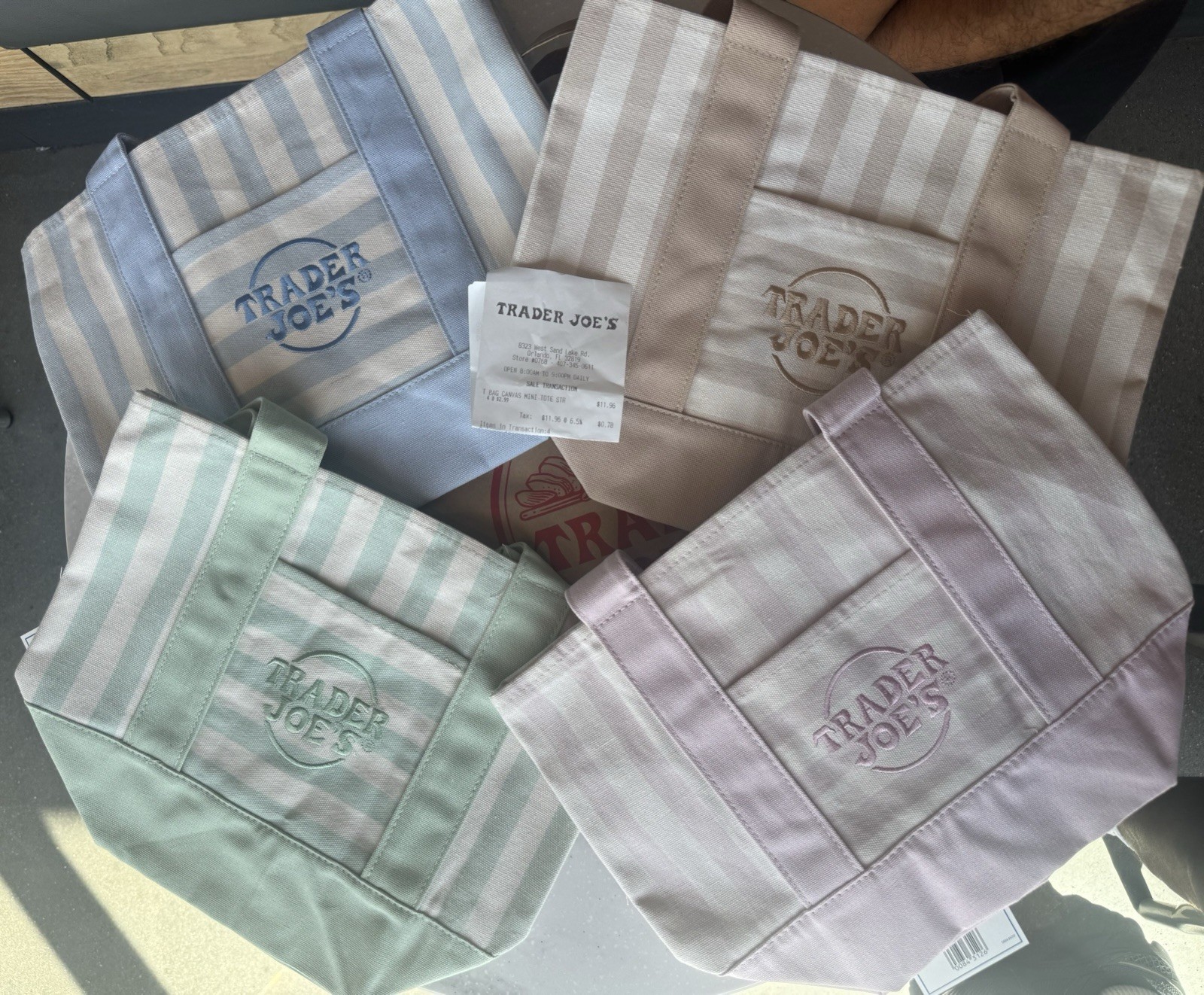 NWT Trader Joe’s Striped Canvas Mini Tote Set of 4 Summer 2026