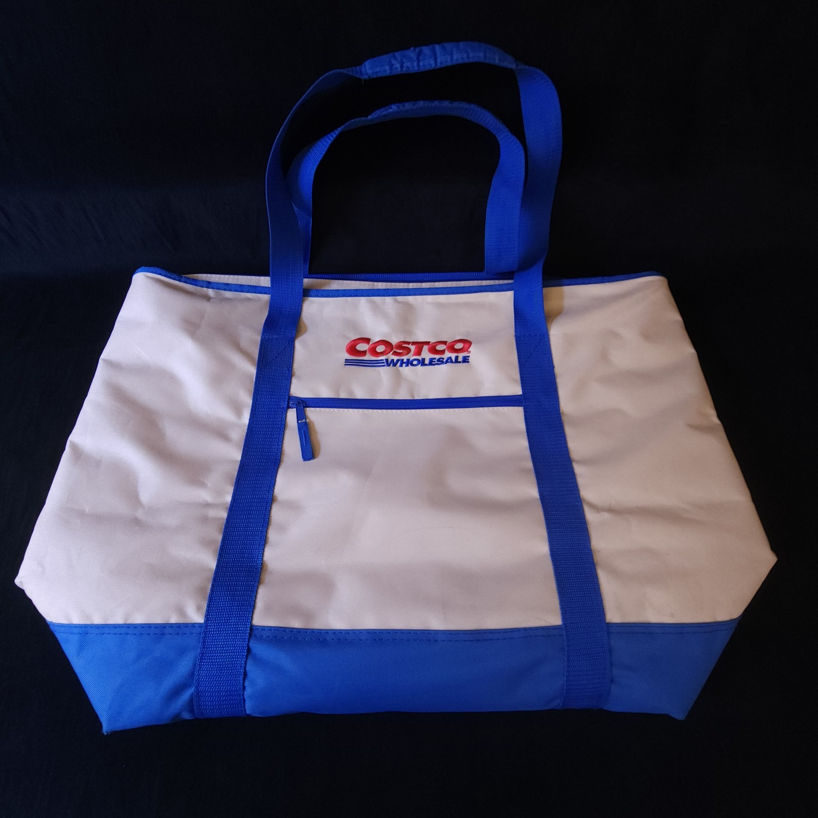 Costco Kirkland Wholesale Blue Extra Large Insulated Zipper Cooler Bag Tote EUC