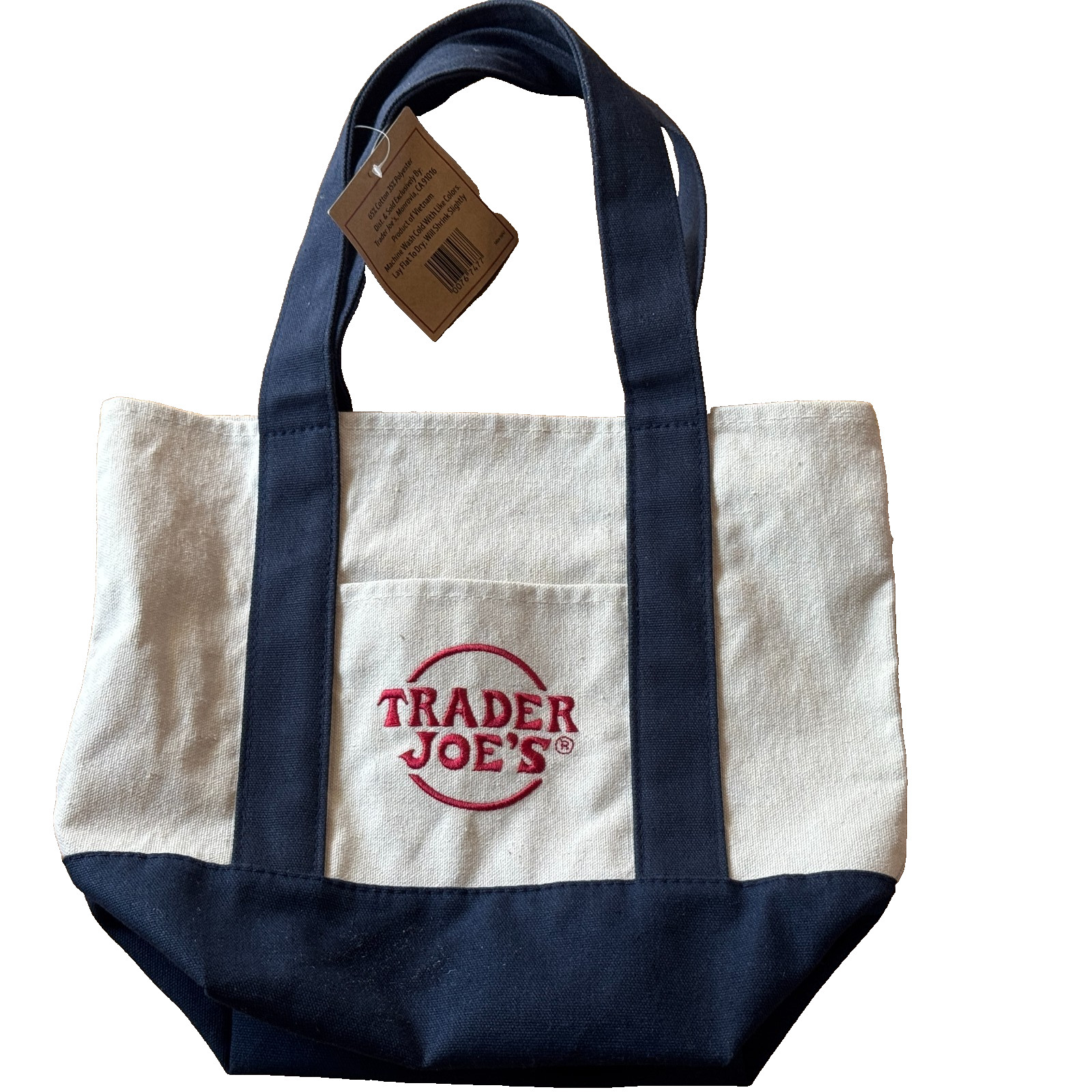 Trader Joe’s 2024 Mini Canvas Reusable Tote Bag, Navy Blue