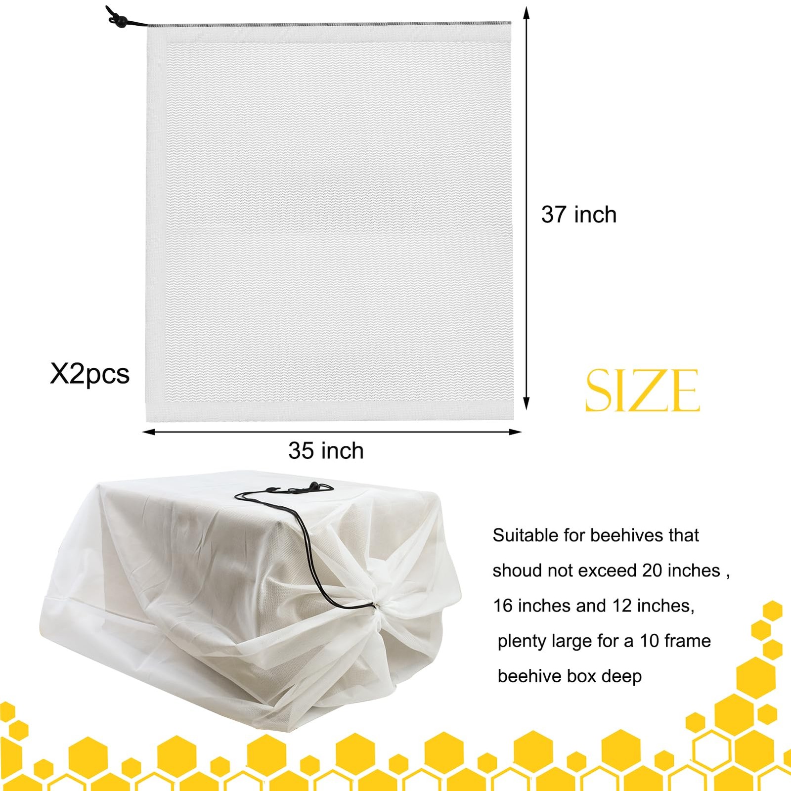 2 Pack Beehive Mesh Transport Bag, 35 × 37 Inch Breathable Bee Hive White-2