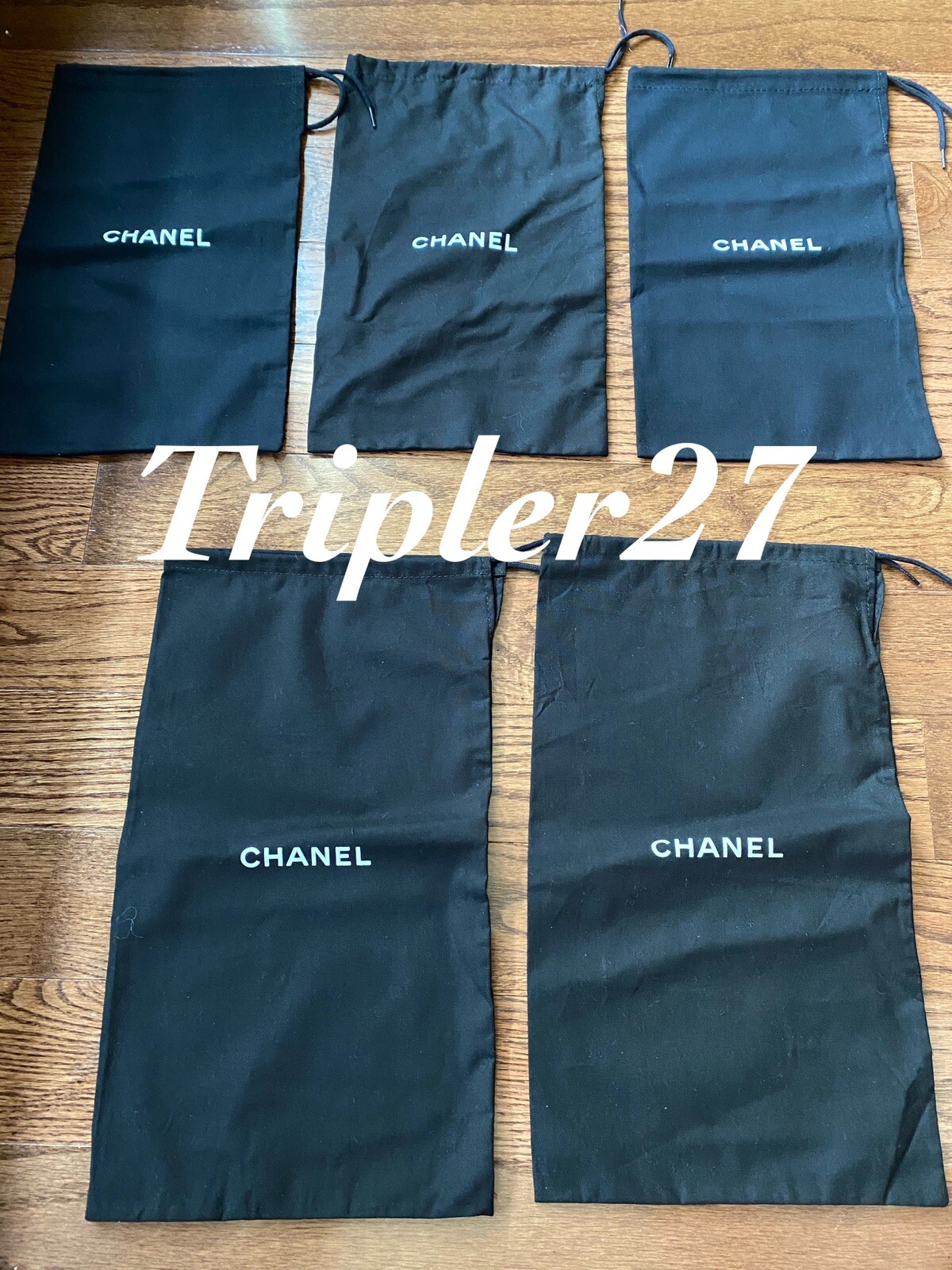 NEW FIVE AUTH Chanel Reusable Shoe Bag Cover Storage Organizer BLACK