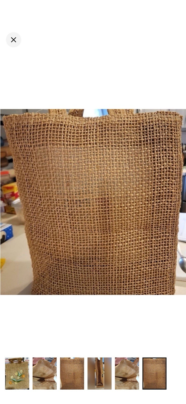 Vtg Market Reusable Shopping Burlap Sack Bag Stripe Pattern Bohemian Boho Retro