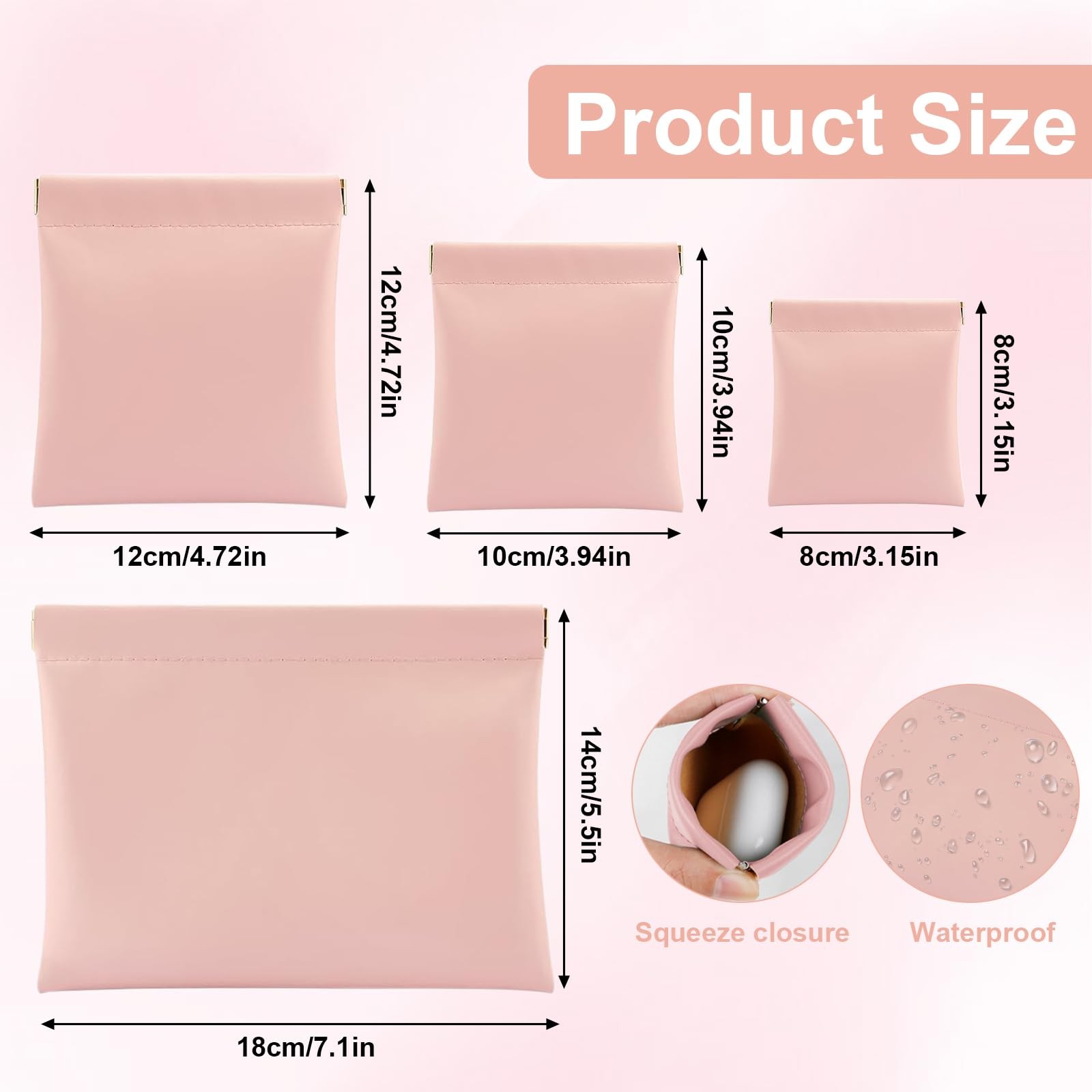 ZooviHyvi 4 PCS Small Makeup Bag for Purse, Mini Portable Pocket small, pink