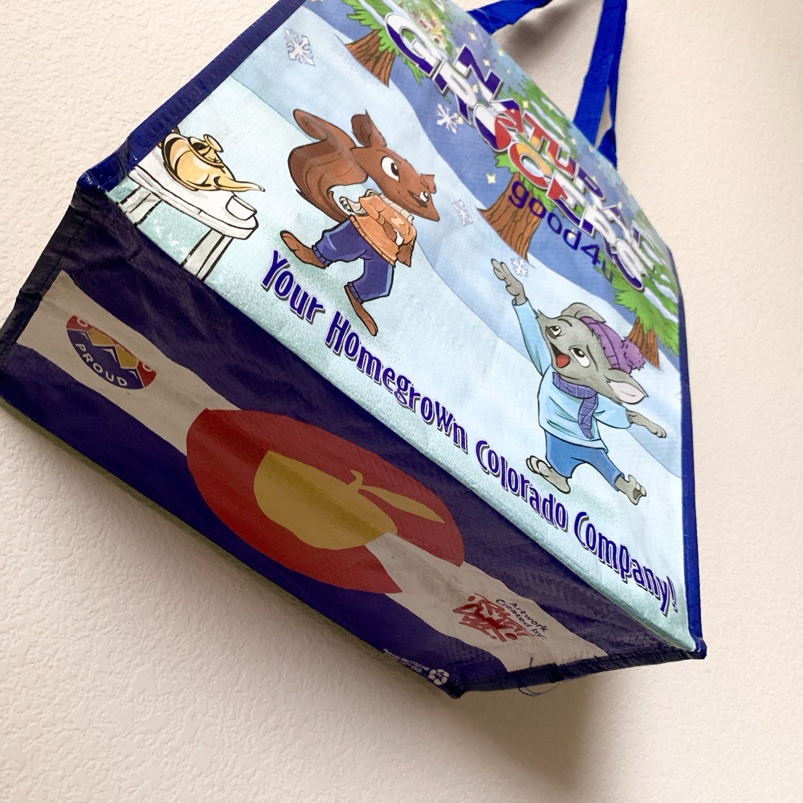 Natural Grocers 4 seasons graphic Reusable Tote Heavy Duty Holds 50 lbs colorado