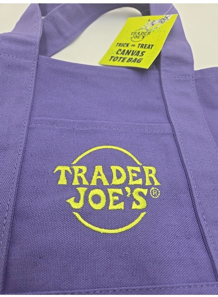 Trader Joe’s Mini Canvas Tote Bag Halloween Hottest It Bag Limited Purple 🎃