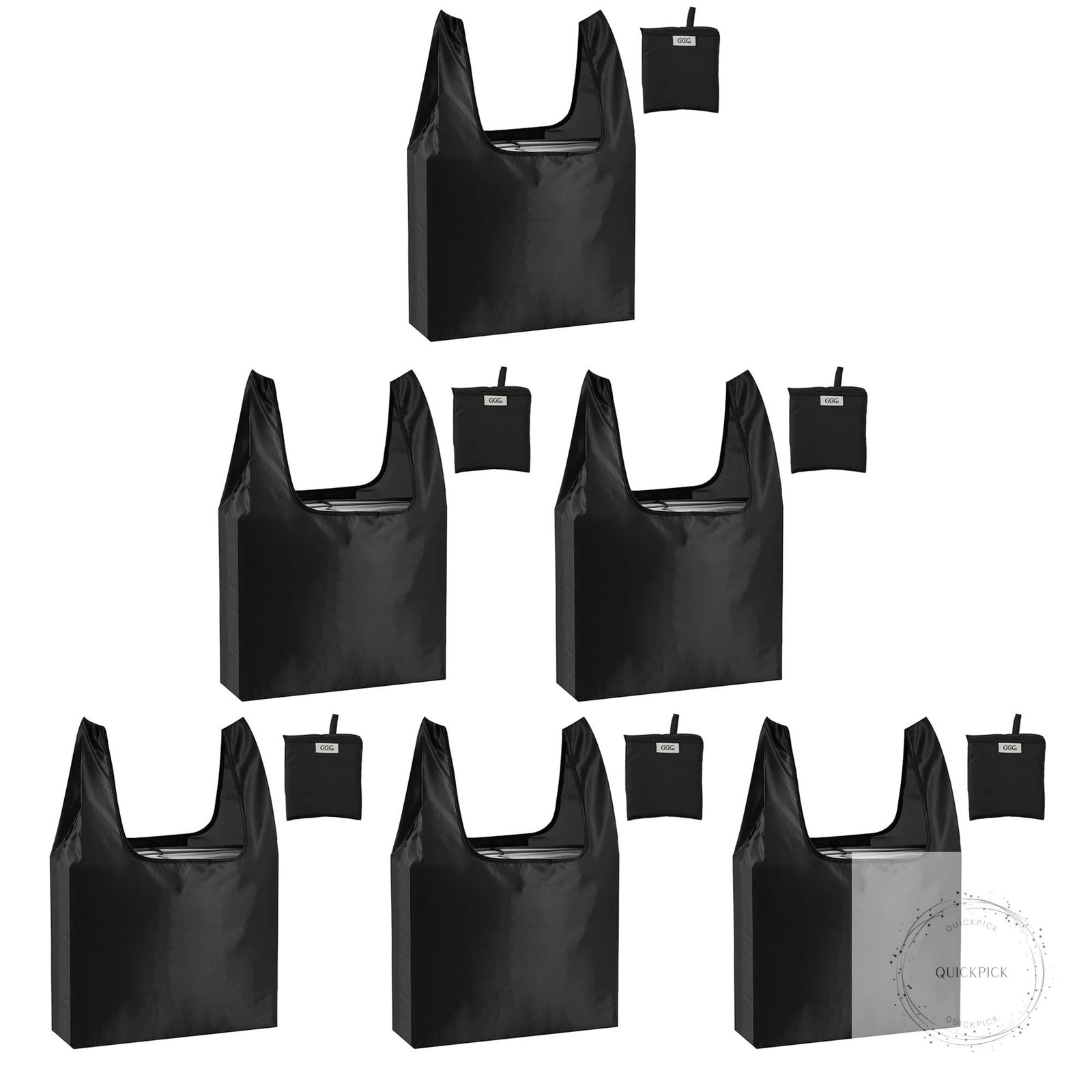 Large Reusable Bags Shopping Washable Foldable 6 Pack Grocery Bags Heavy Duty