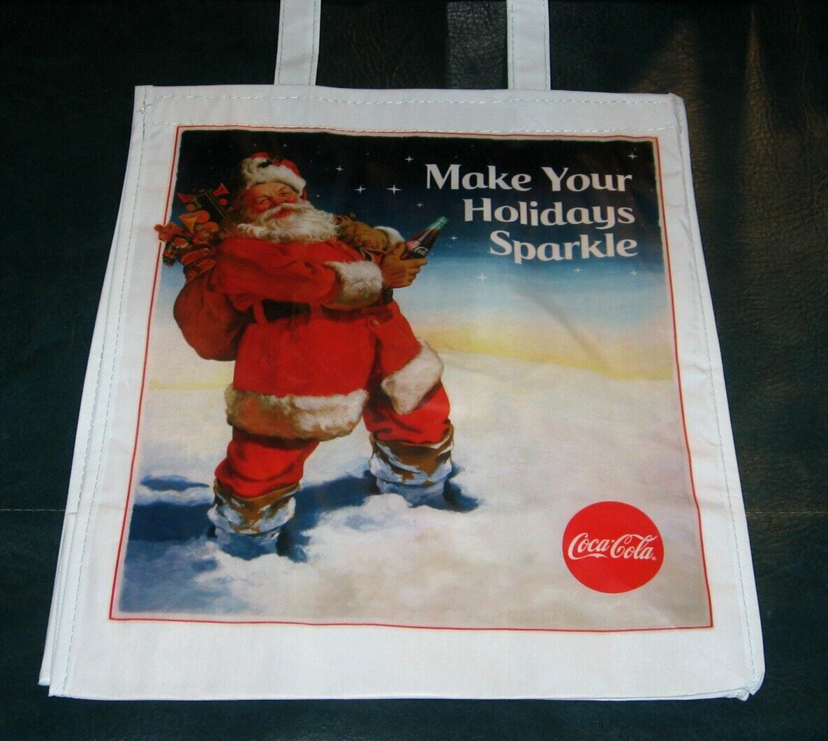 SANTA Christmas Reusable Shopping /Tote Bag Coca-Cola Make Your Holidays Sparkle