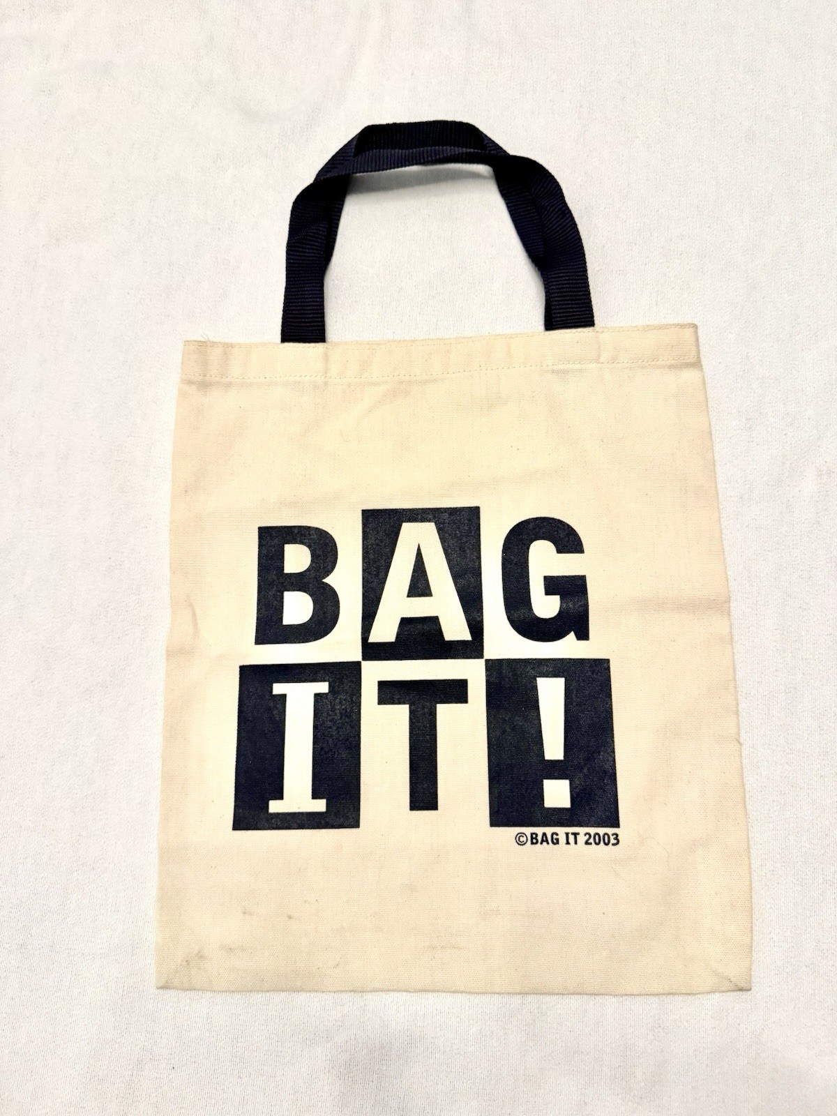 Foldable Canvas Reusable Shopping Bag Beige Modern Style “Bag It!” 2003