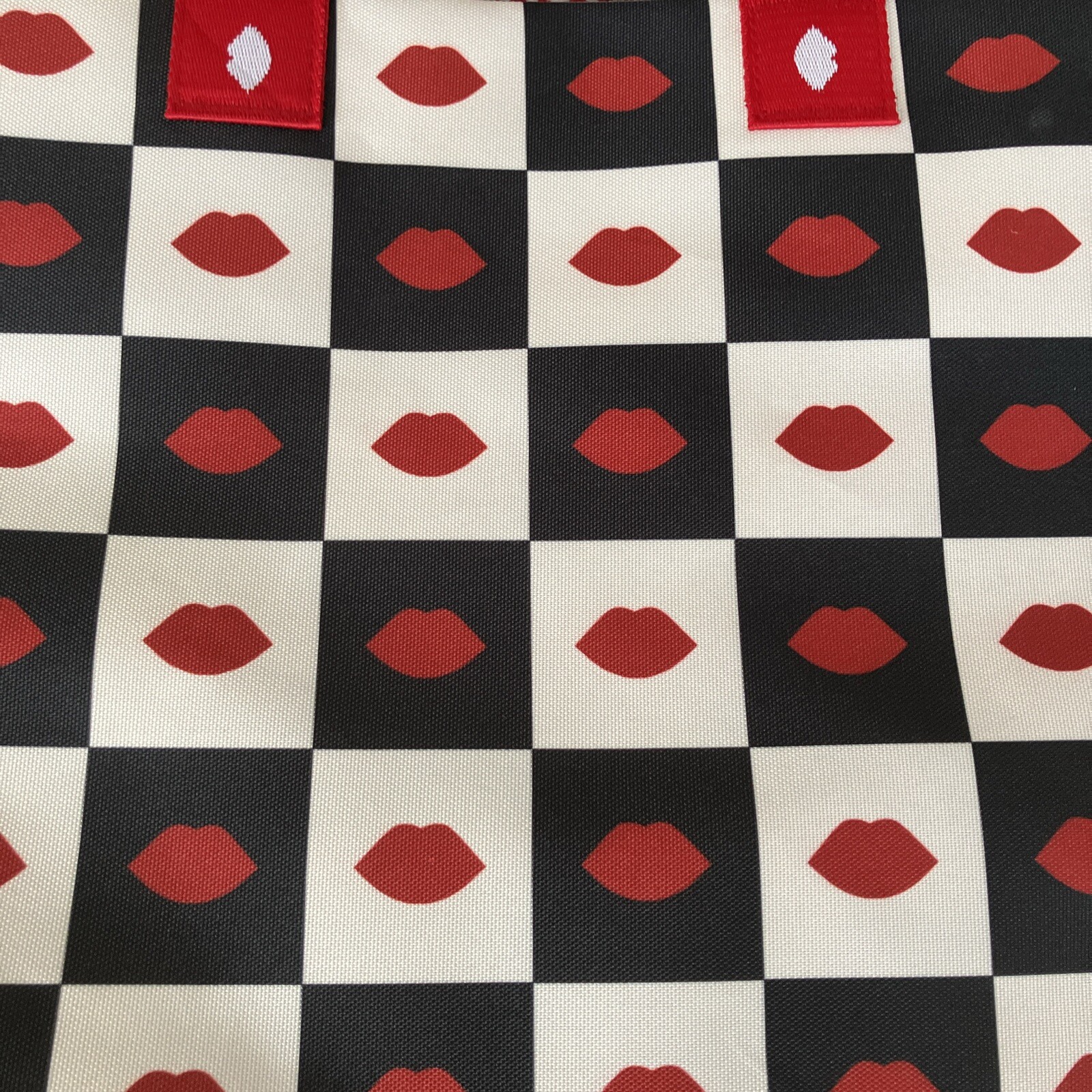 Waitrose Lulu Guinness Chess Bag Lips Crown Checker Board Black White Red 2024