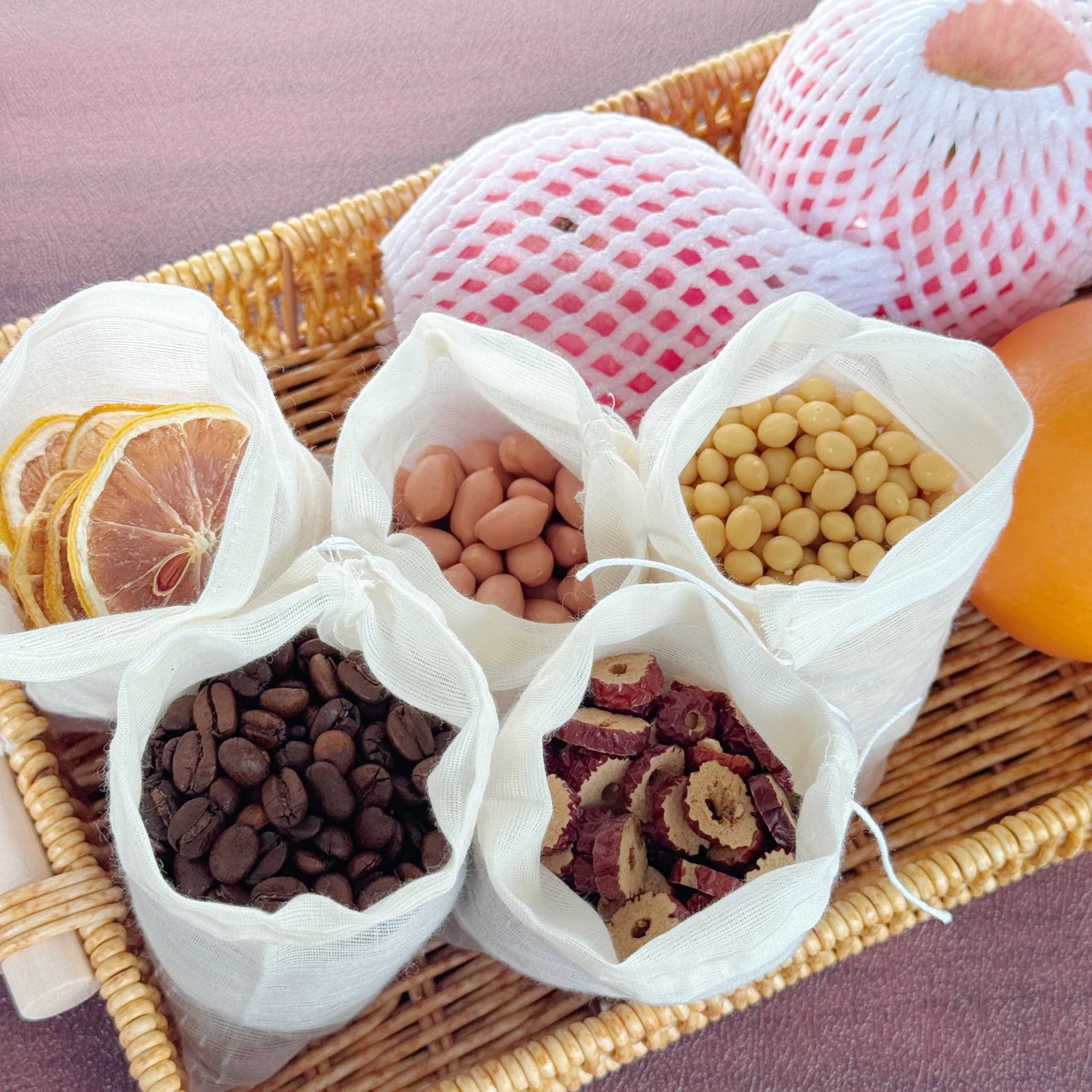 20 Pcs Muslin Cotton Drawstring Bags 3 x 4 Inch Small Spice Tea Bags Set