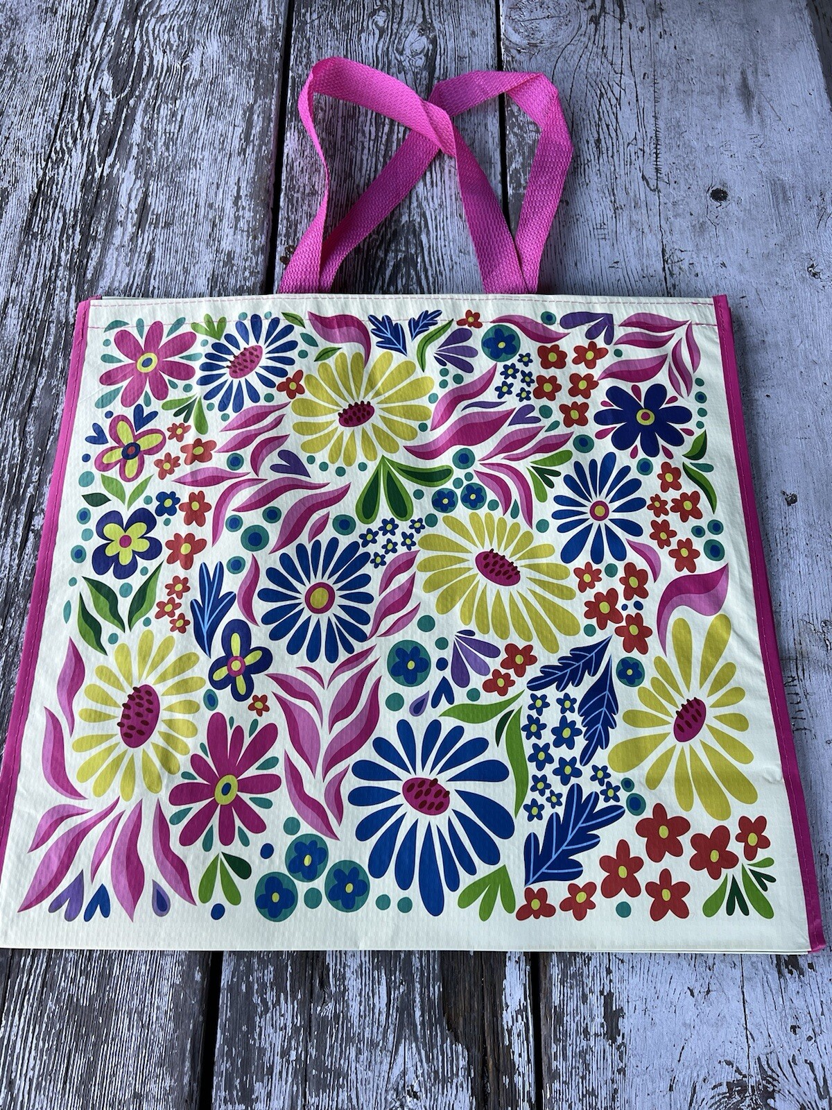 LARGE HomeGoods Shopping Tote Bag SPRING FLOWERS REUSABLE Eco Friendly