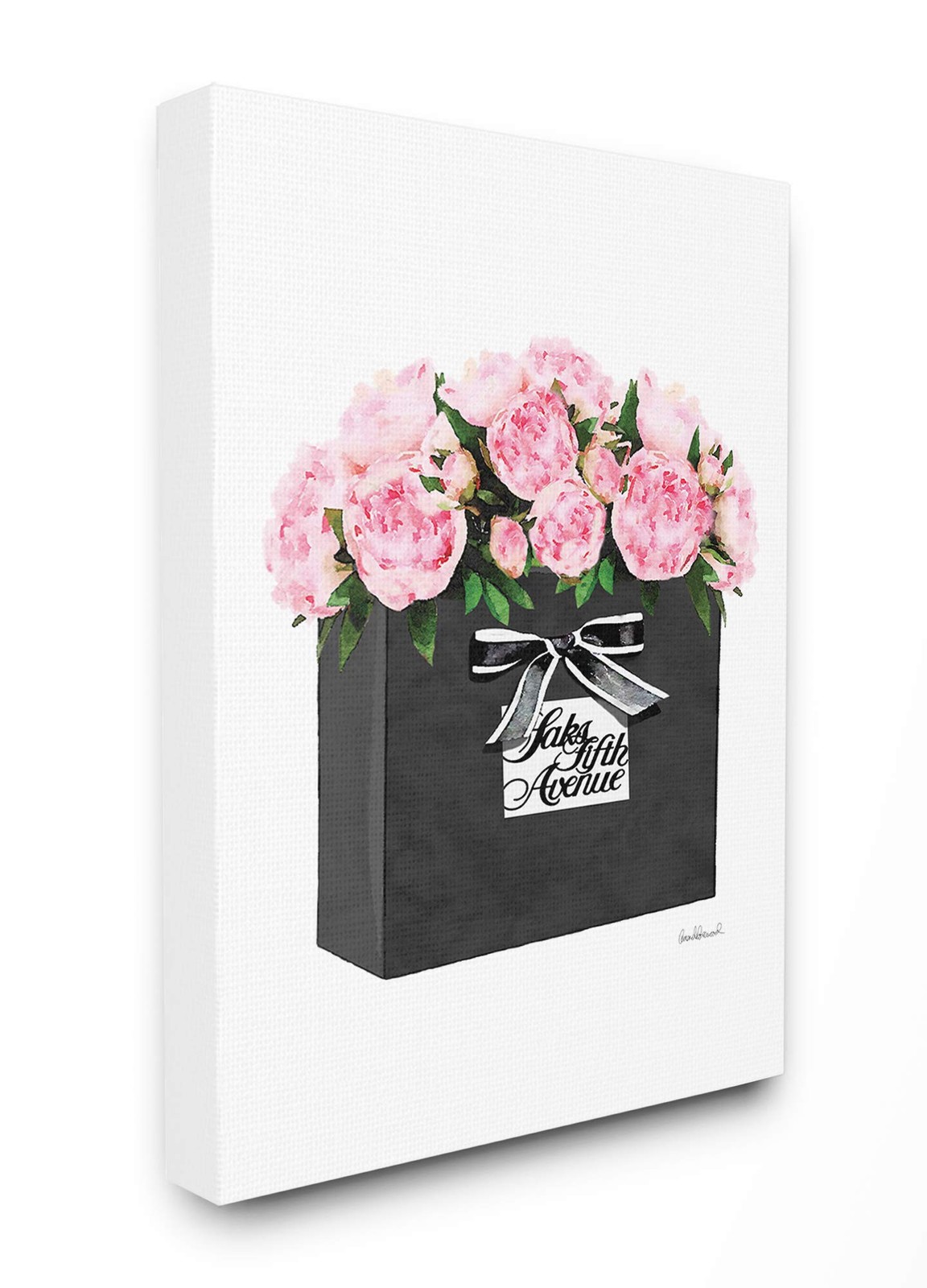 The Stupell Home Décor Collection High End Black Shopping Bag Filled with Pin…