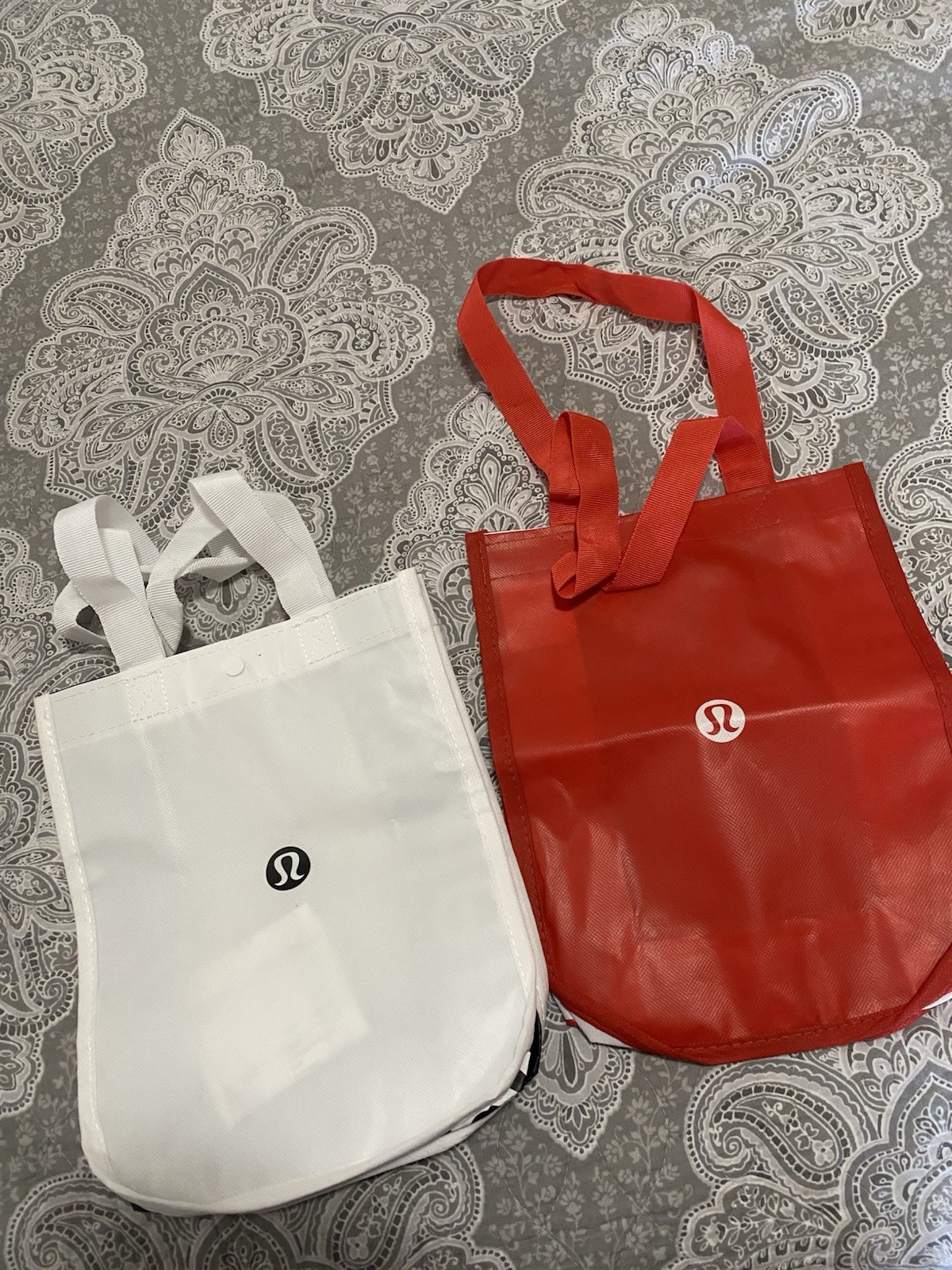 Lululemon Reusable Small Shopping Tote Bags Red and White