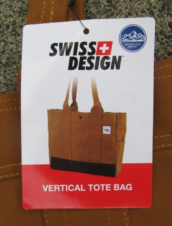 Swiss Design Heavy Duty Canvas Vertical Tote Shopping School Bag Carry All Purse