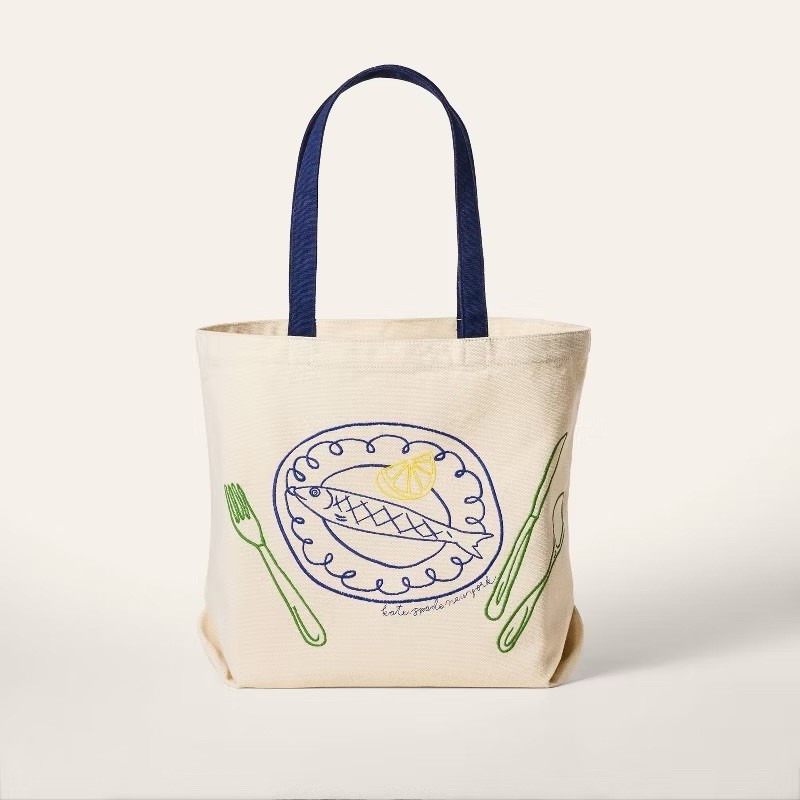 Kate Spade x Target Fish Embroidered Canvas Tote Bag, Natural