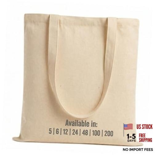 5|6|12|24|48|100|200 Pack ToteBags Bulk Reusable Totes Pack of 24 Natural
