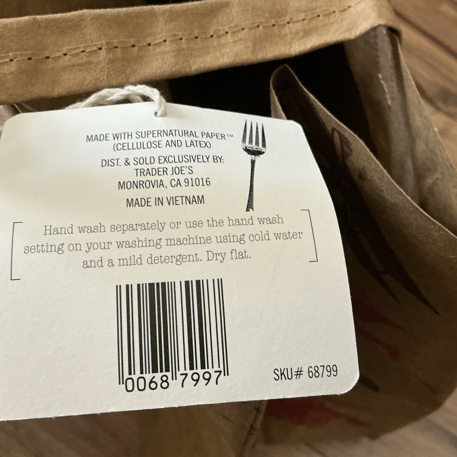 Trader Joe’s Washable Foldable Paper Reusable Shopping Bags Medium Brown 2-Pack