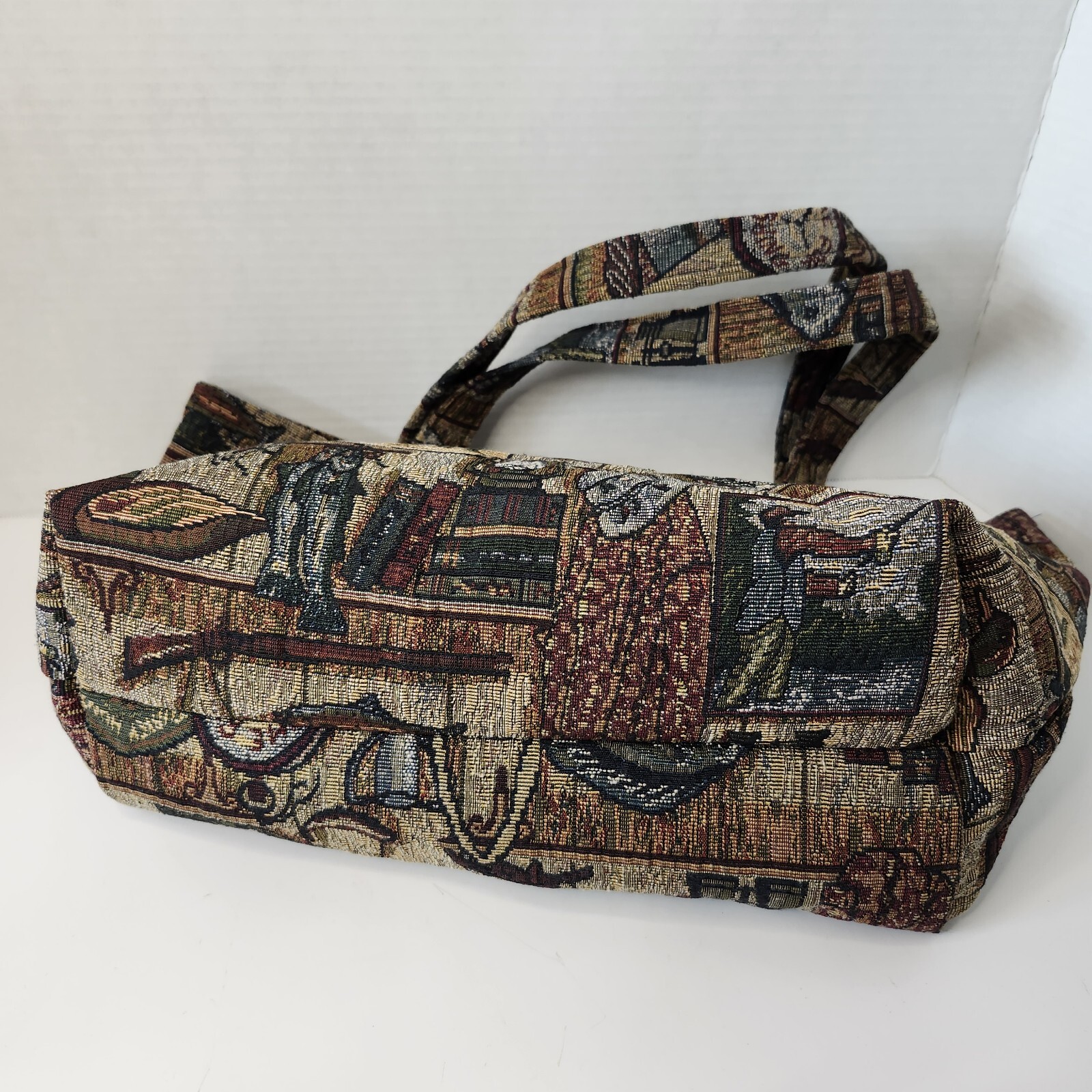 Tapestry Reusable Shopping Tote Bag – Fishing Theme, Double Handle Medium