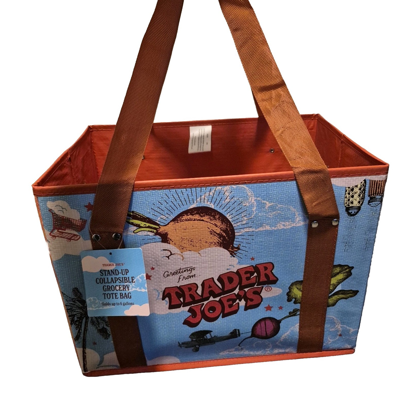 New Trader Joe’s Stand Up Collapsible Reusable Grocery Tote Shopping Bag