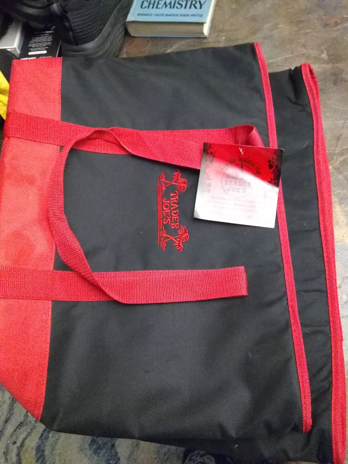 Trader Joes Extra Large XL Insulated Tote Red Black 7 Gallon Reusable Cooler Bag