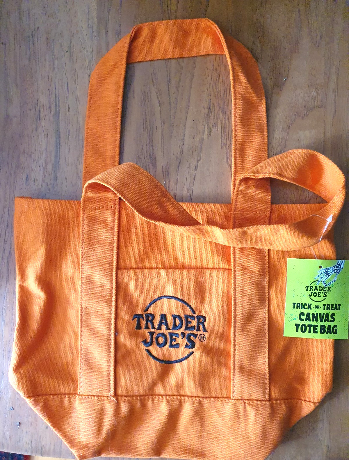 Trader Joe’s Mini Tote Bag Trick-Or-Treat New with Tags Orange Black Halloween