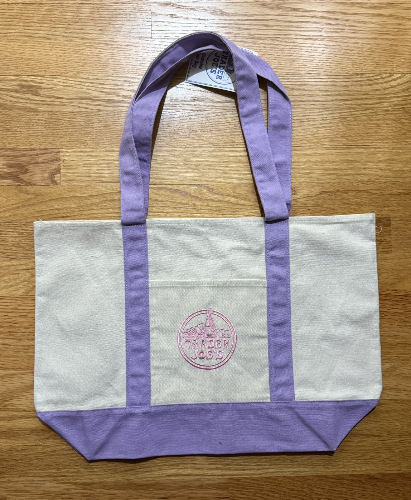 Trader Joe’s Authentic PURPLE Canvas Tote Bags (Set of 2-Large & Mini Totes) NWT