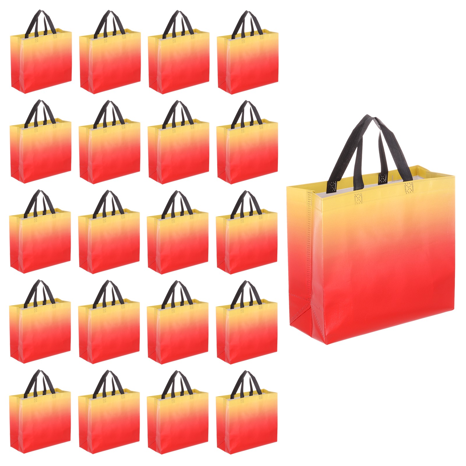 24Pcs Reusable Gift Bags with Handles 10.6 x 13 Inch Gradient Red Yellow