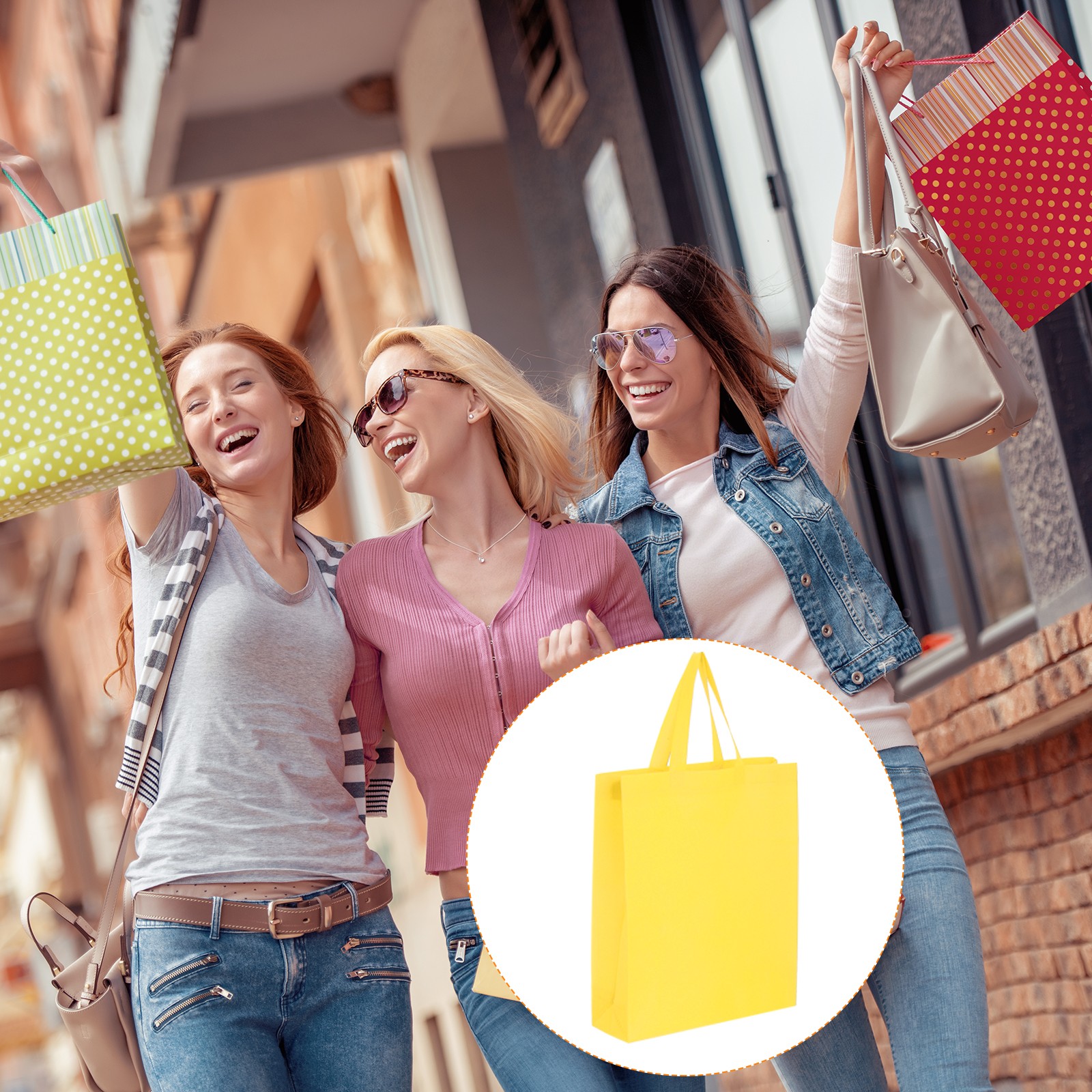 24Pcs Non-Woven Tote Bags, Reusable Gift Tote Bags 11.8 x 15 Inch Yellow