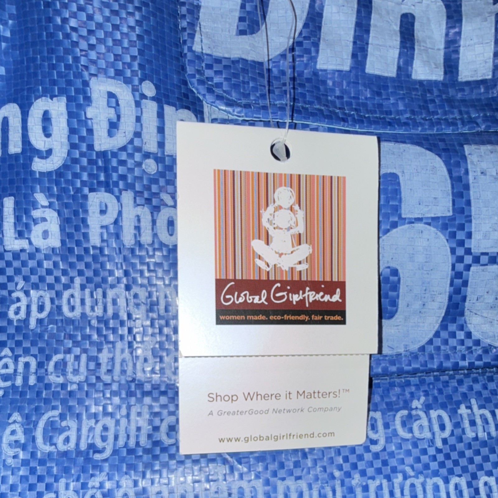 Global Girlfriend Blue Eco-Friendly Fair Trade Reusable Shopping Bag