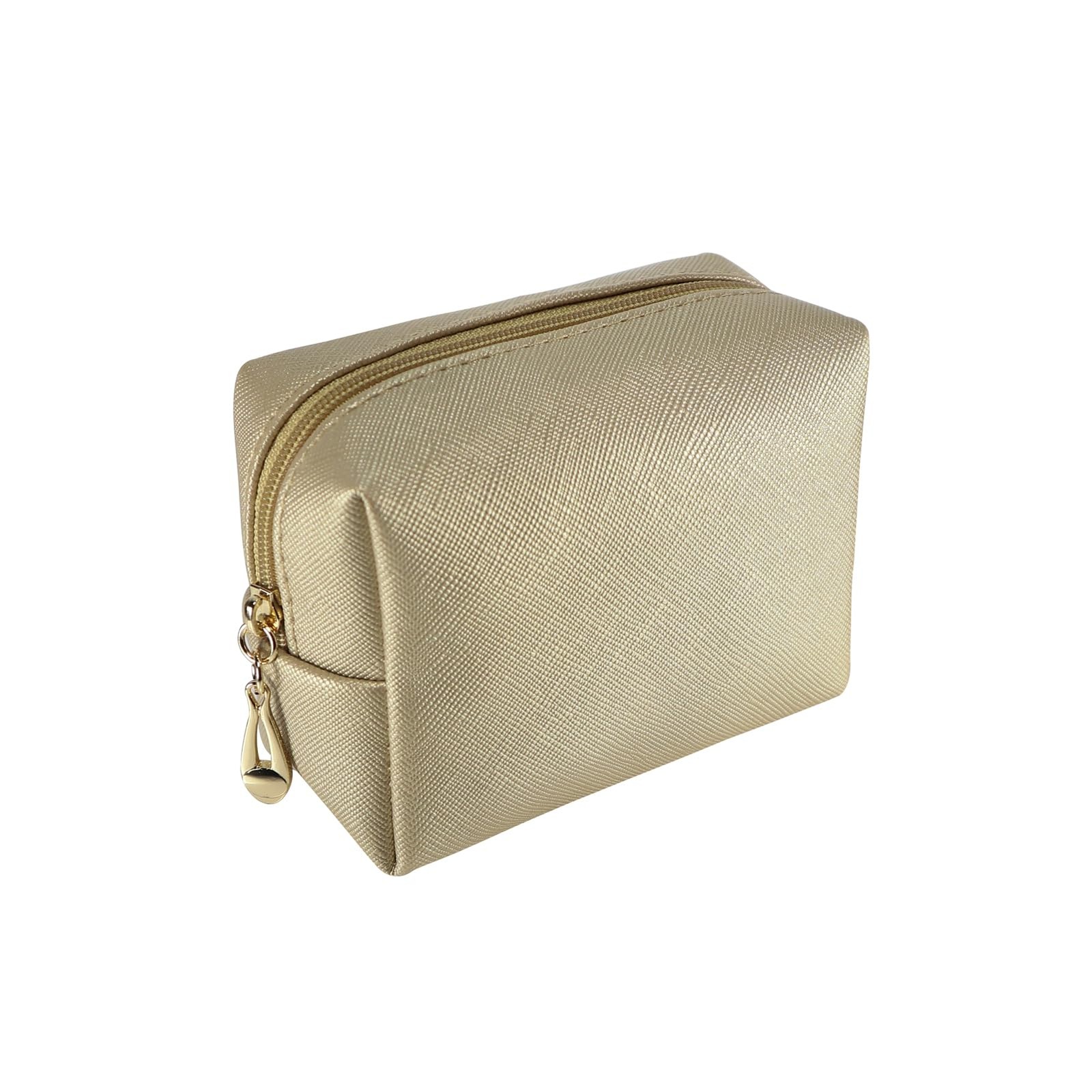 Kososuru Small Makeup Bag Portable Cosmetic for Women Mini, Gold