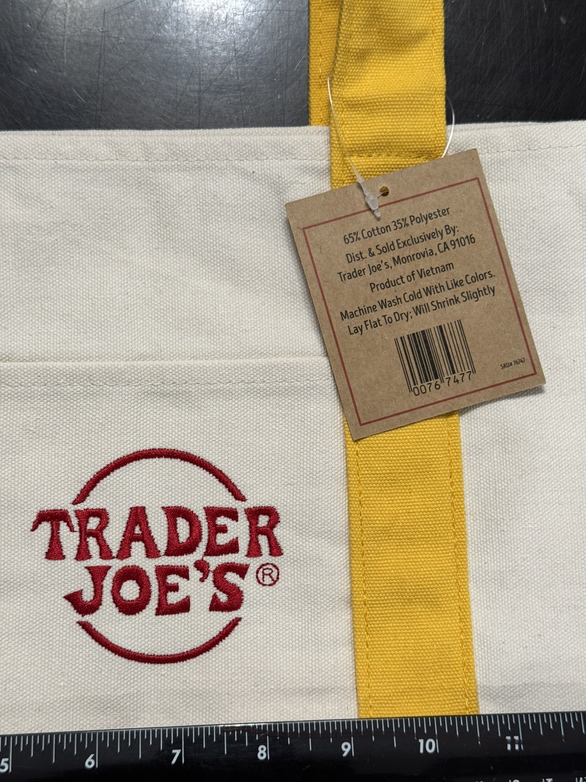 Trader Joe’s – Mini Canvas Tote Bag – Yellow – Holiday 2025 – Limited Edition