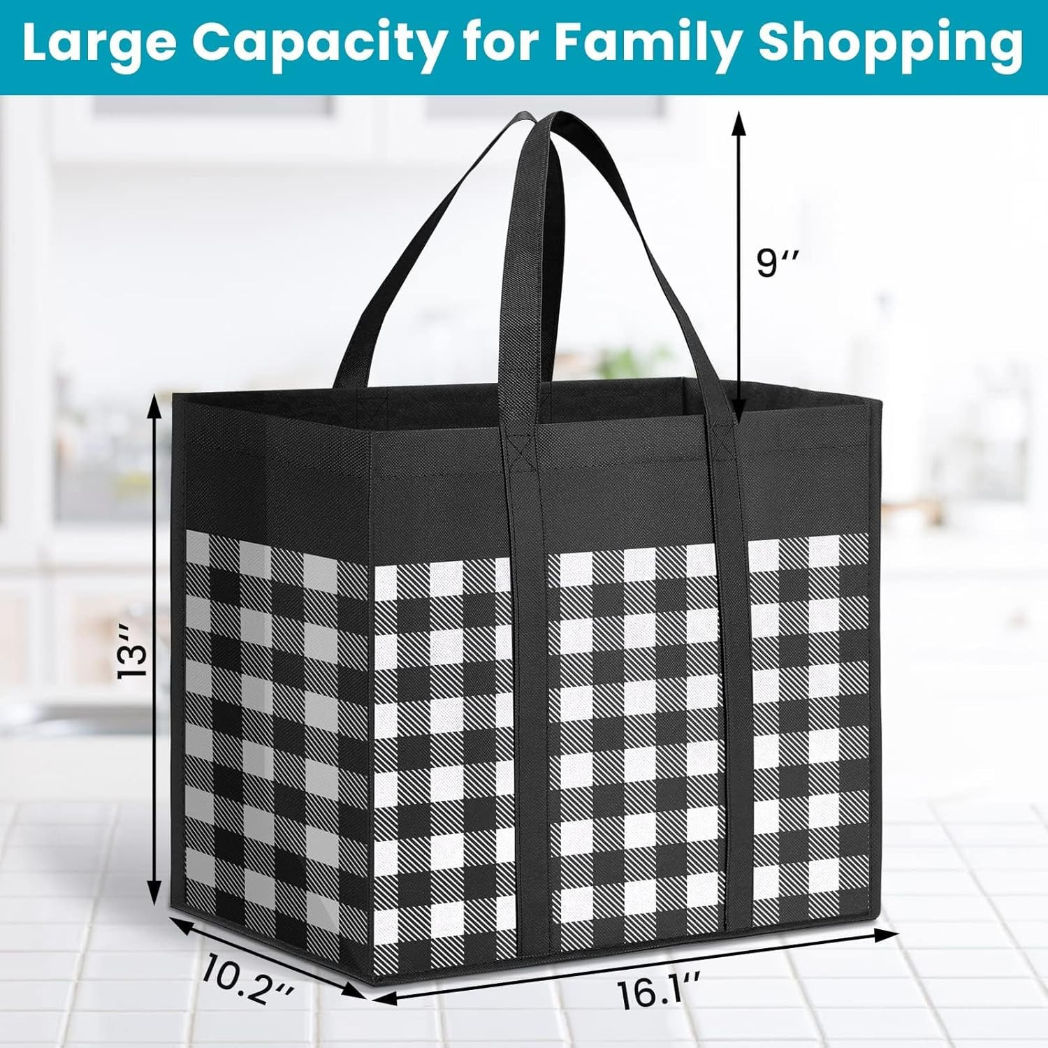 Reusable Grocery Shopping Bags 4 Pack Large Foldable Totes Waterproof Heavy Duty